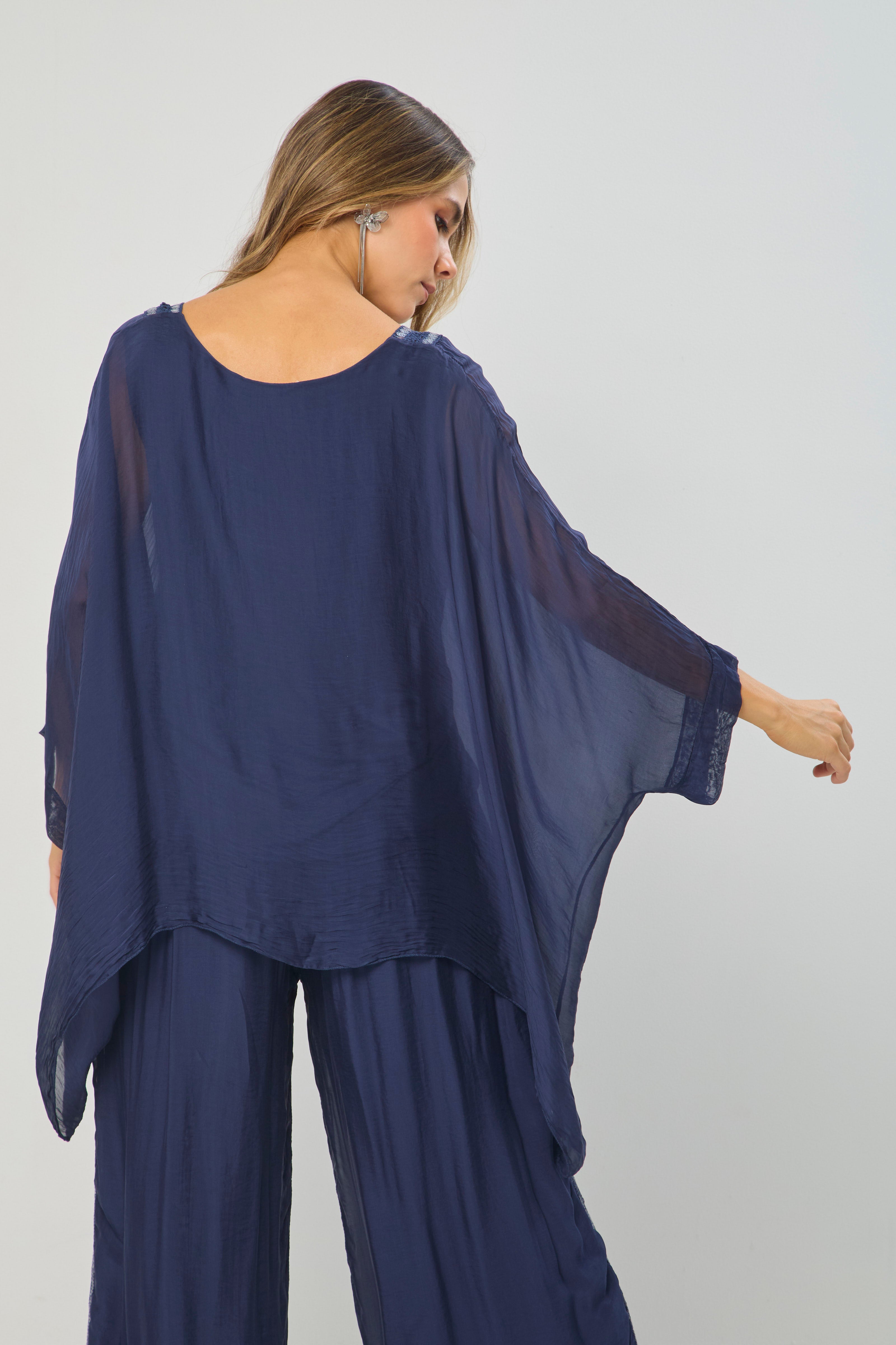 Blusa Seda V Lentejuelas