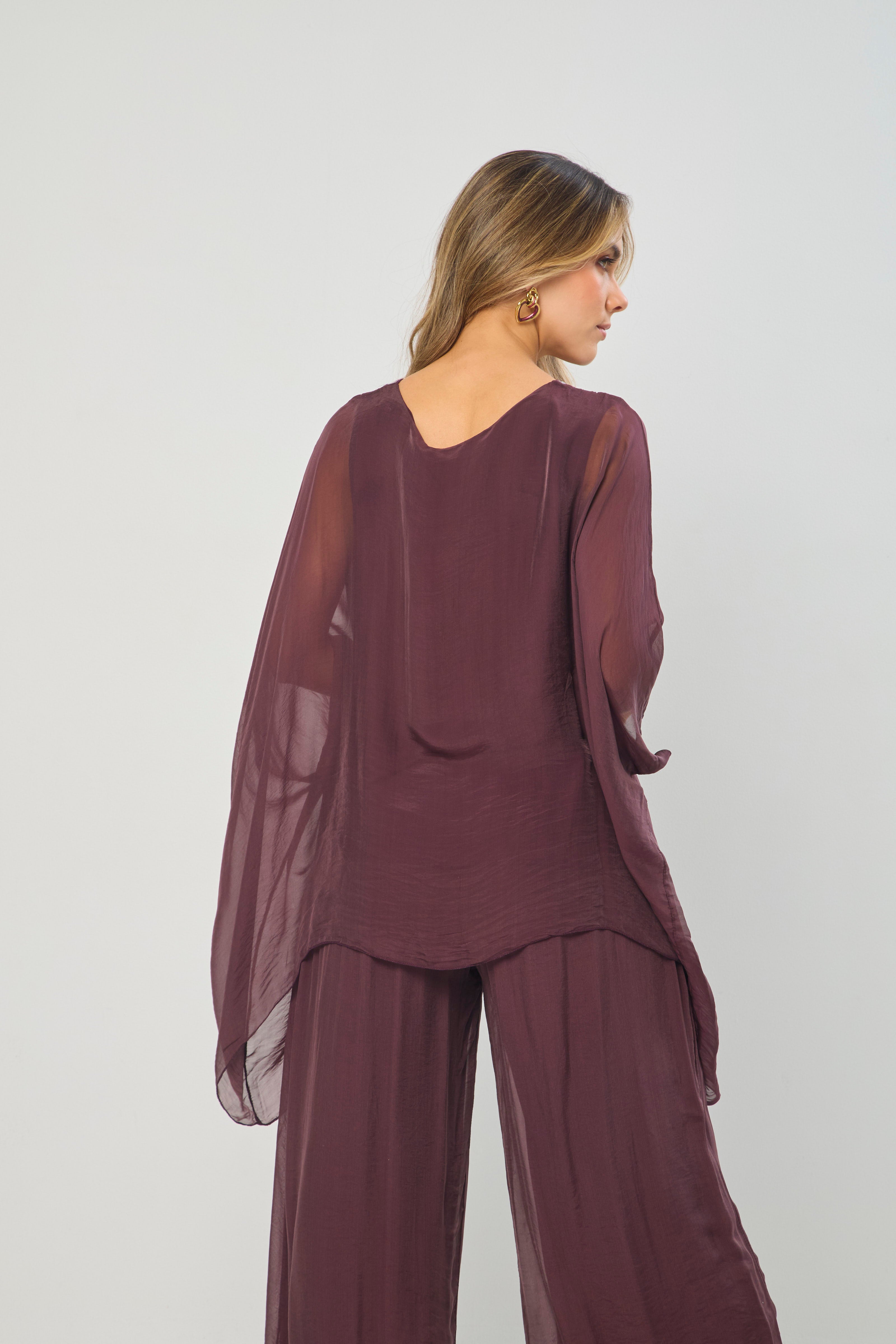 Blusa Seda V Lentejuelas