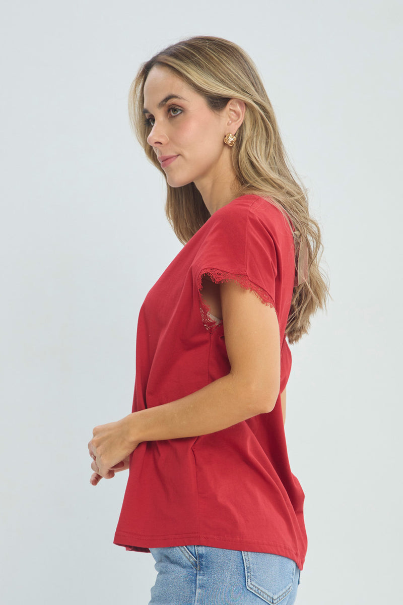 Camiseta Algodón Encaje vista 2 - Outlet BYBLA Colombia