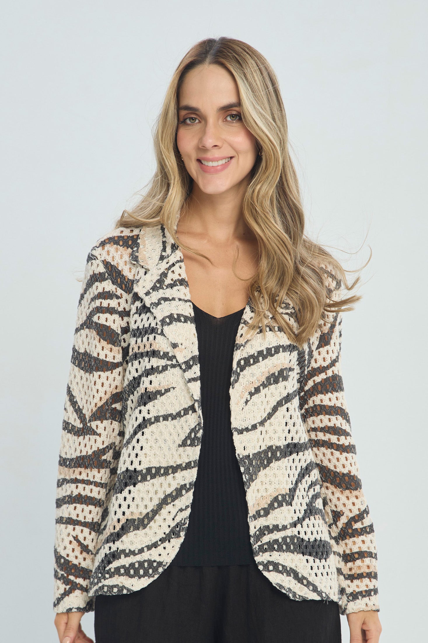 Chaqueta de Tweed Diseño Cebra - Outlet BYBLA Colombia