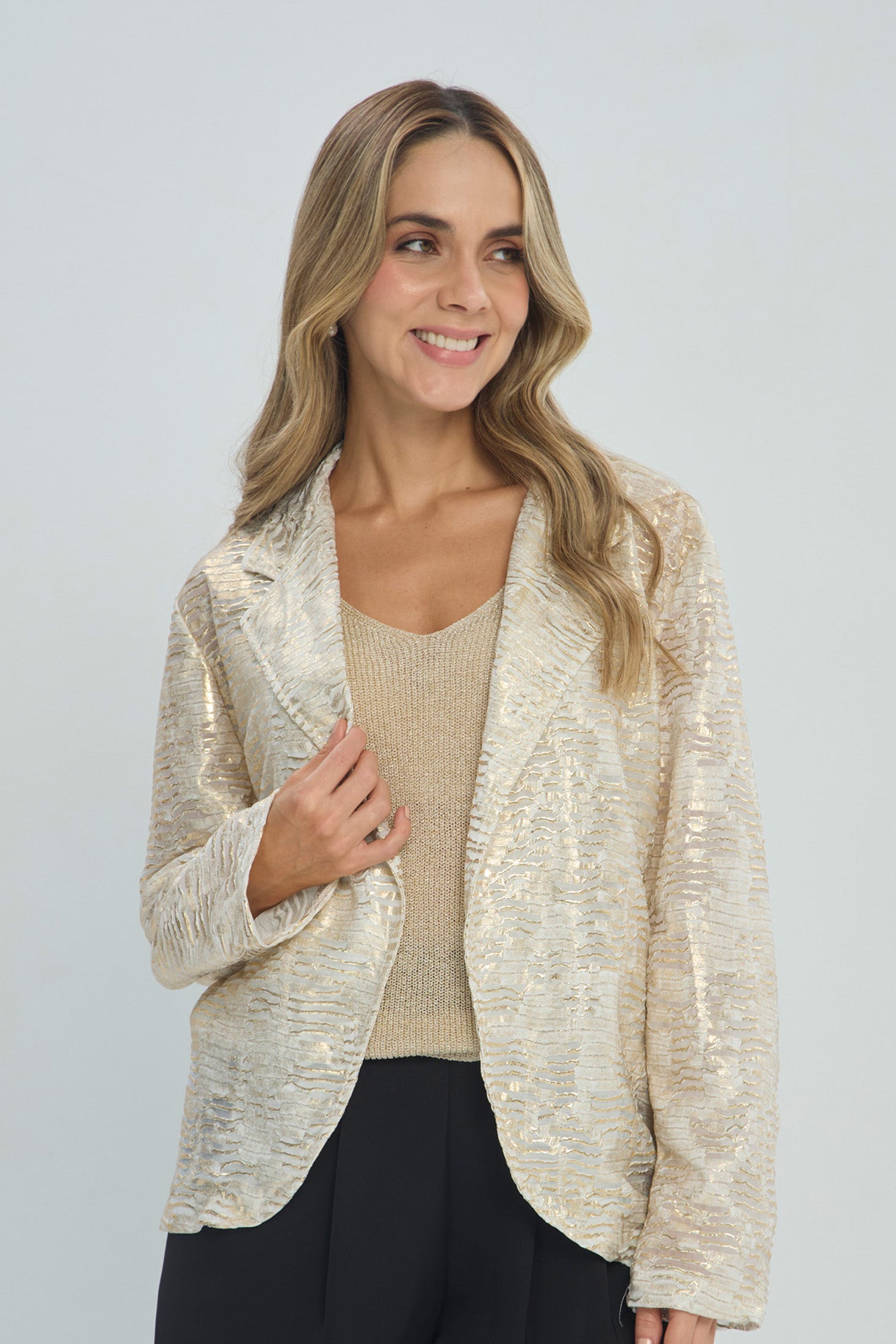 Chaqueta de Tweed Metalizada - Outlet BYBLA Colombia