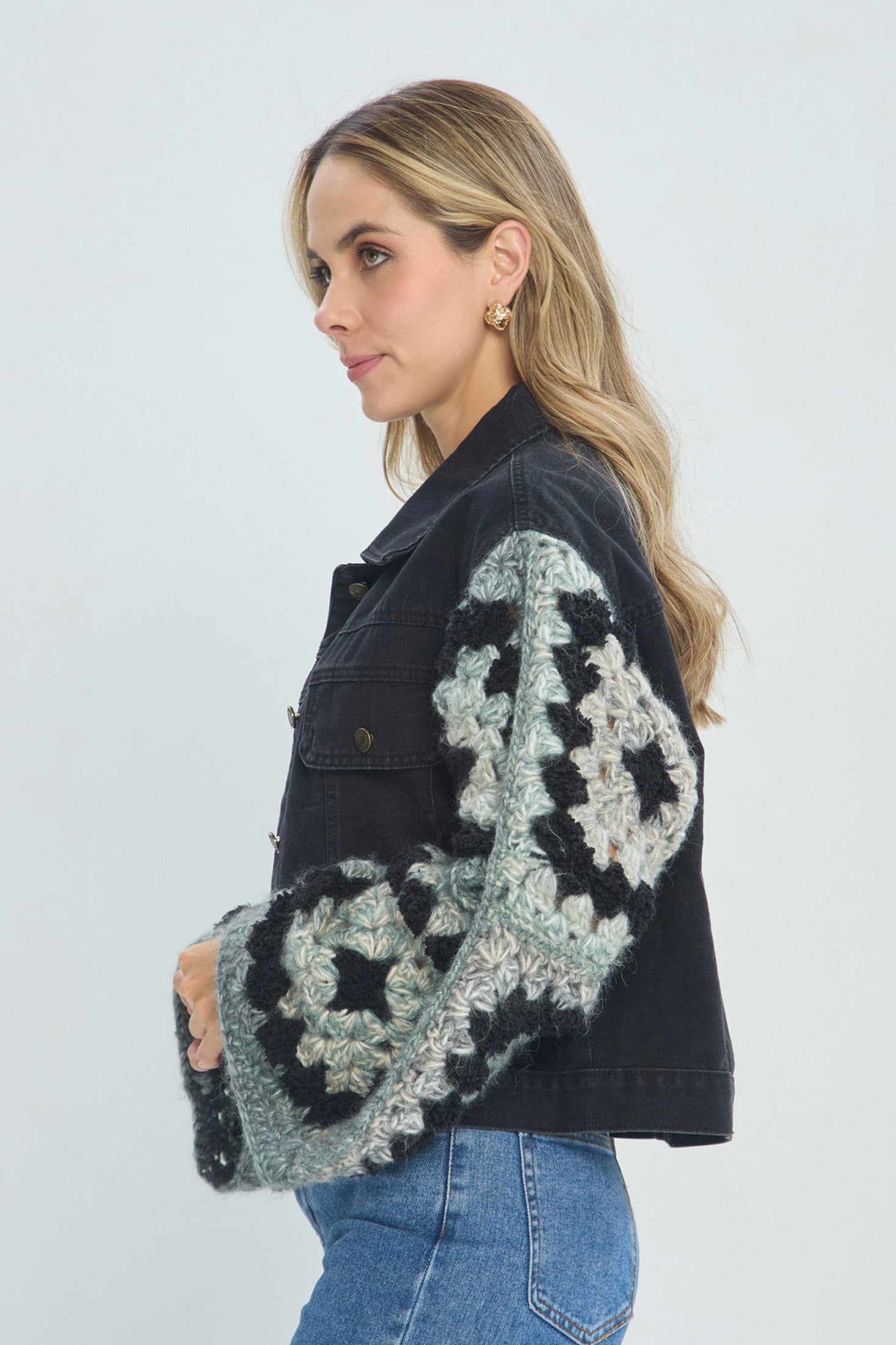 Chaqueta de Tweed con Mangas de Punto vista 2 - Outlet BYBLA Colombia