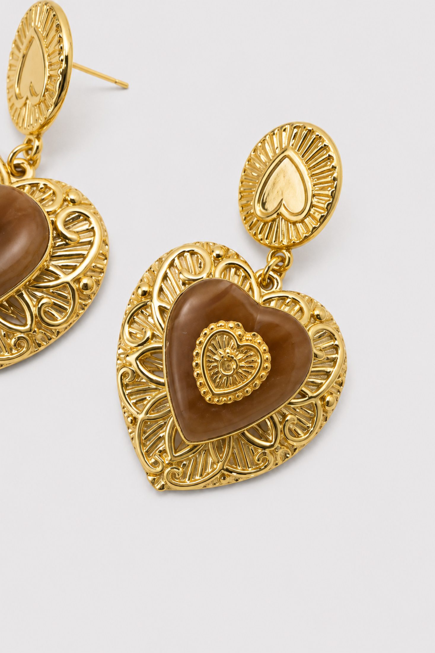 Aretes Corazón Filigrana Tostado