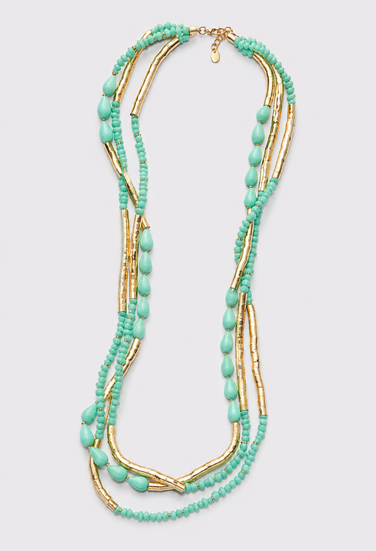 Collar Tres Hileras Verde Menta