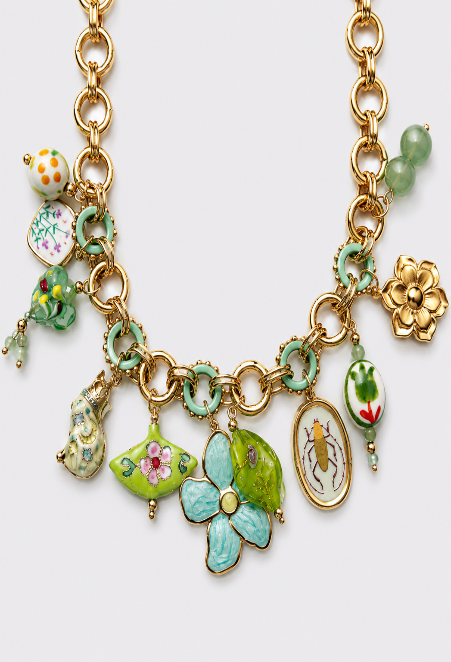Collar Charms Verde Dorado