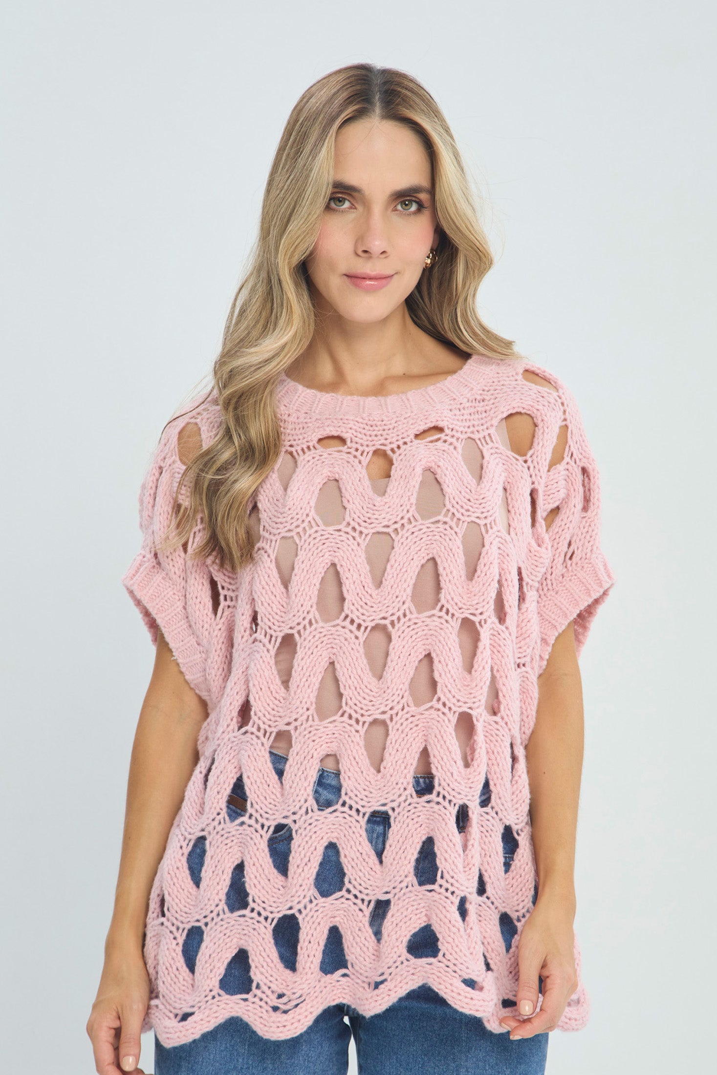 Top Tejido Calado Rosado - Outlet BYBLA Colombia