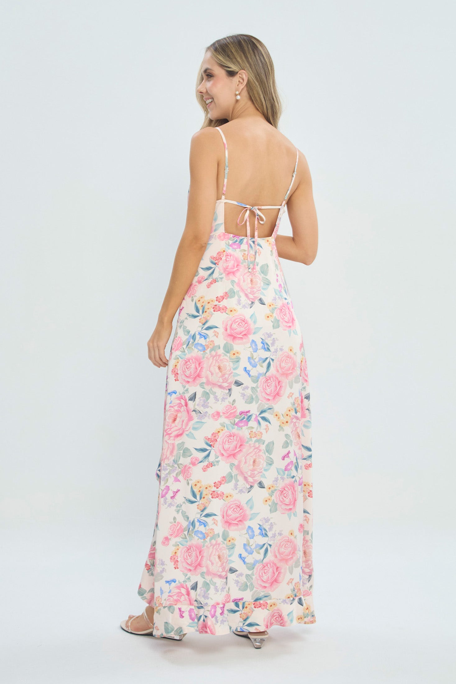 Vestido Largo Asimétrico Floral vista 3 - Outlet BYBLA Colombia