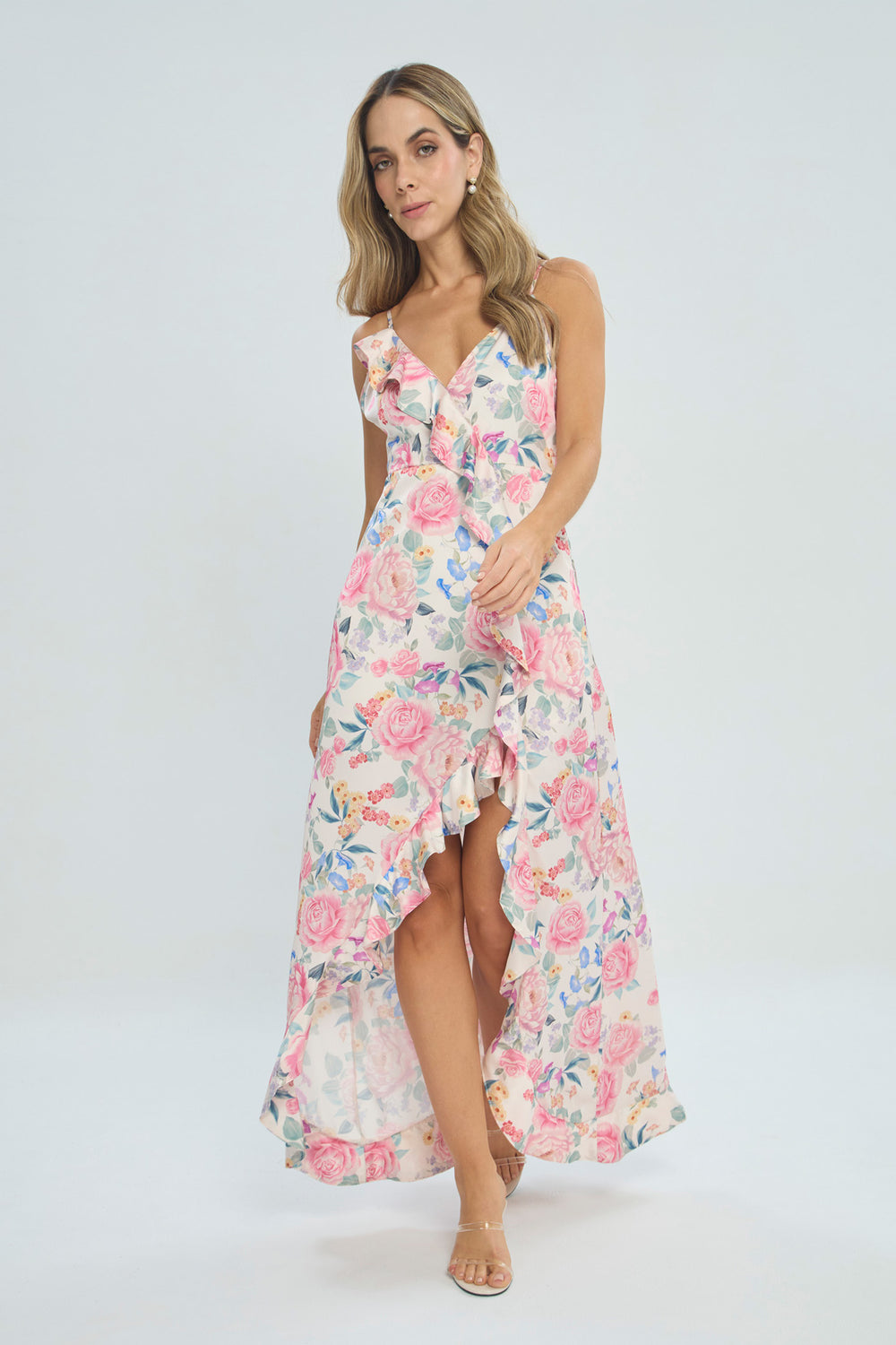 Vestido Largo Asimétrico Floral - Outlet BYBLA Colombia