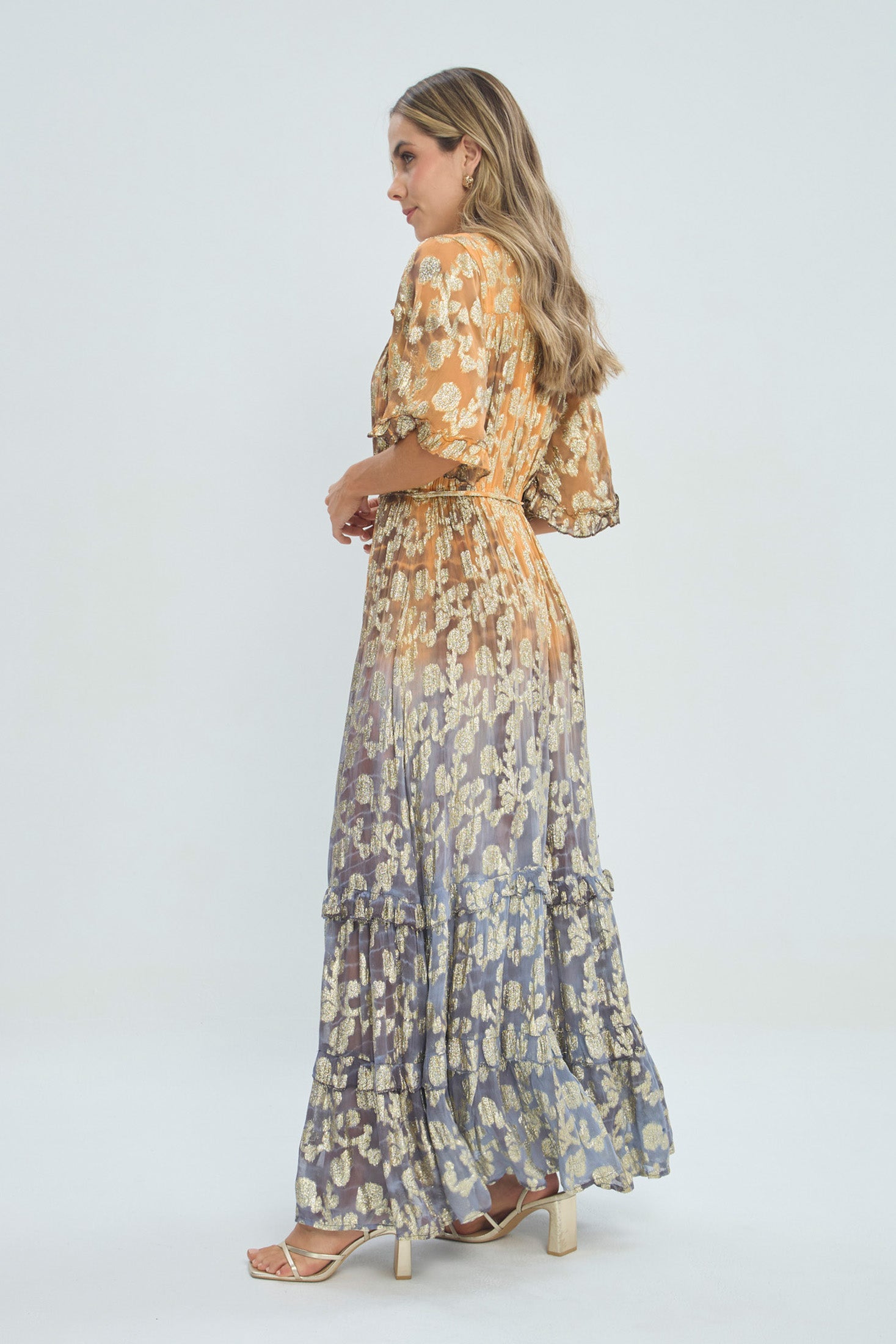 Vestido Largo Lurex Dorado vista 3 - Outlet BYBLA Colombia