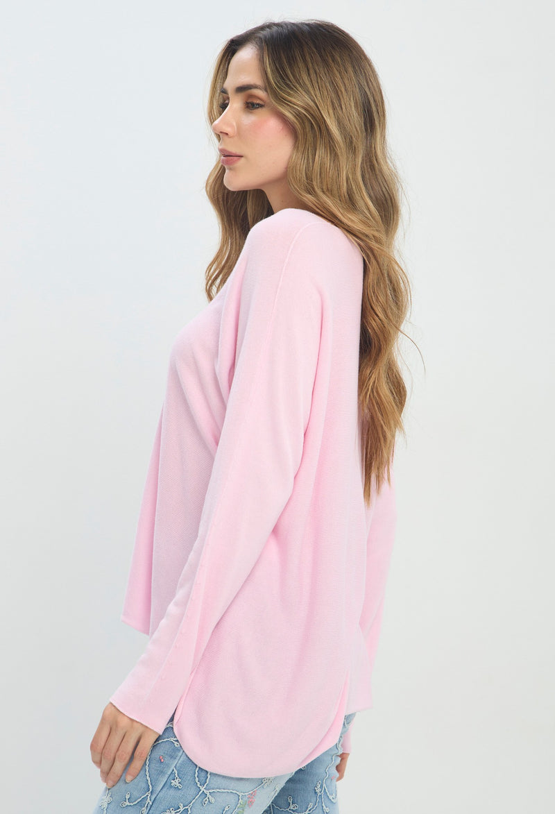Blusa Punto Manga Larga rosa BYBLA Colombia - vista 2