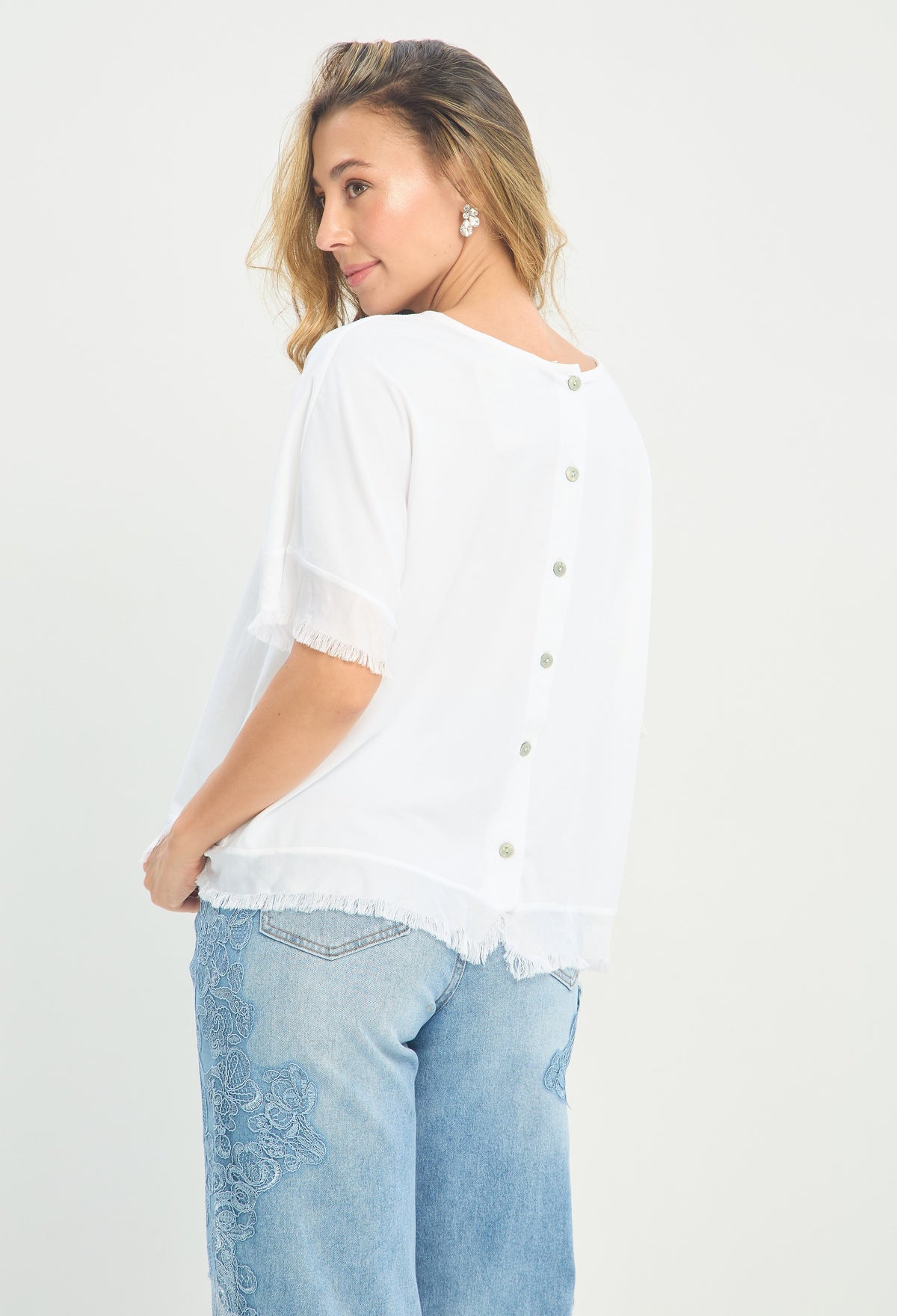 Blusa Botones en la Espalda Blanca BYBLA - vista 3
