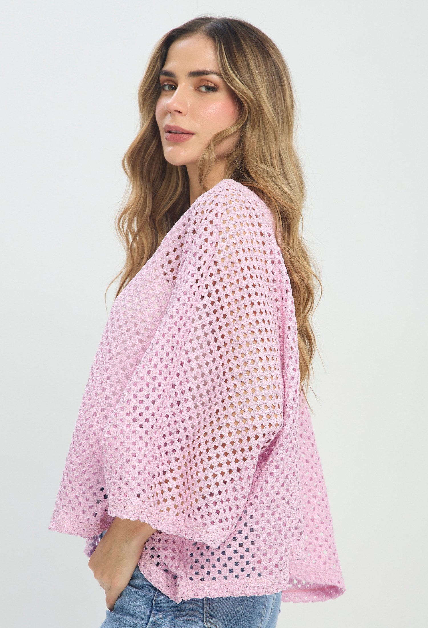 Blusa Crochet Manga Globo rosa BYBLA Colombia - vista 2