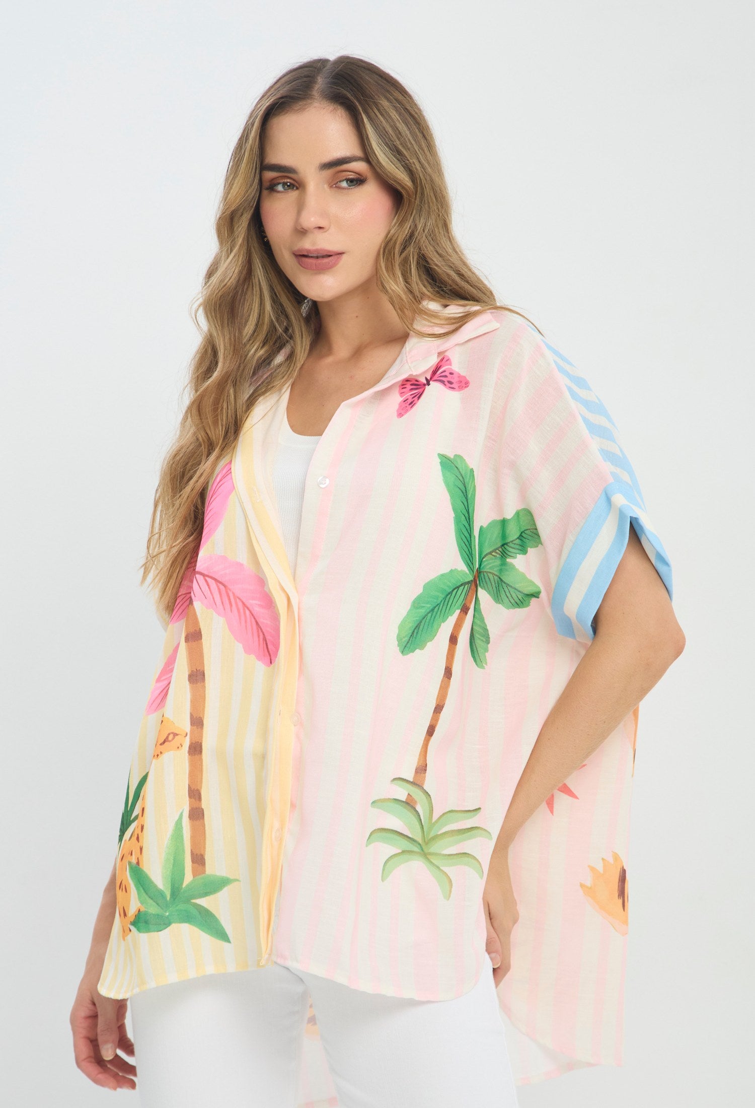 Camisa Estampado Palmeras multicolor BYBLA Colombia - vista 2