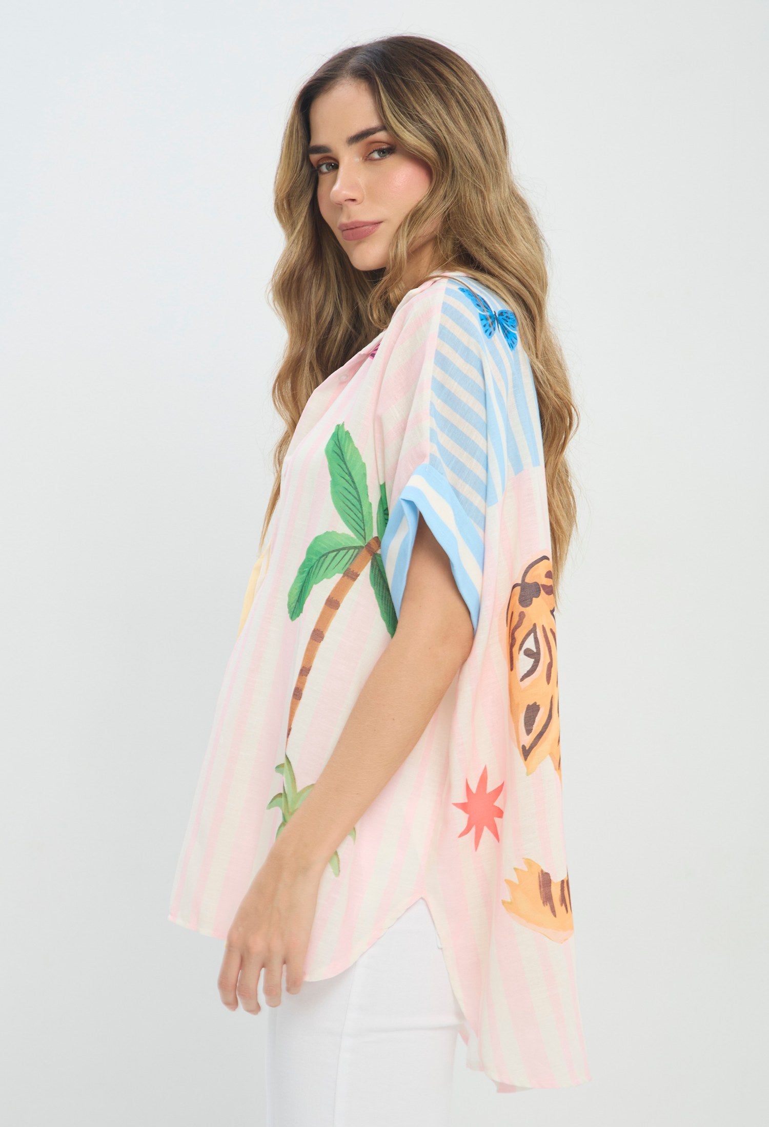 Camisa Estampado Palmeras multicolor BYBLA Colombia - vista 3
