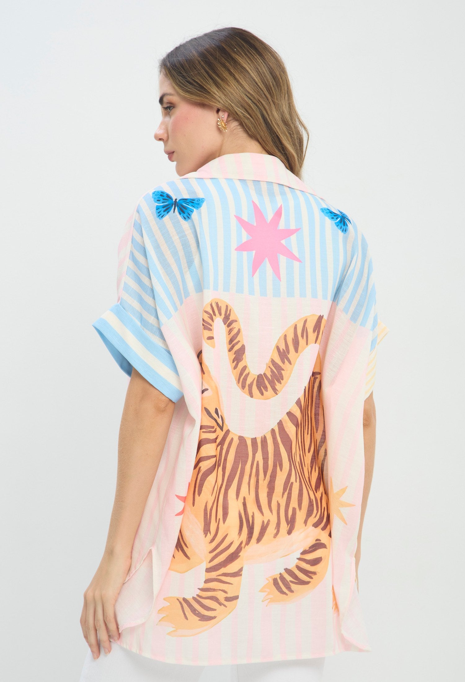 Camisa Estampado Palmeras multicolor BYBLA Colombia - vista 4