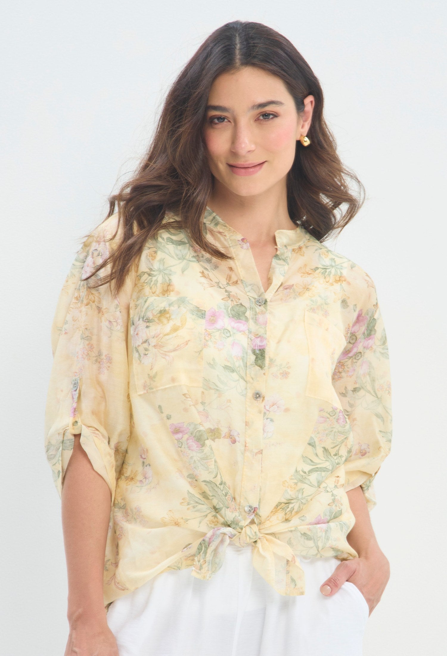 Blusa Floral Camisera Anudada beige floral BYBLA - vista 2
