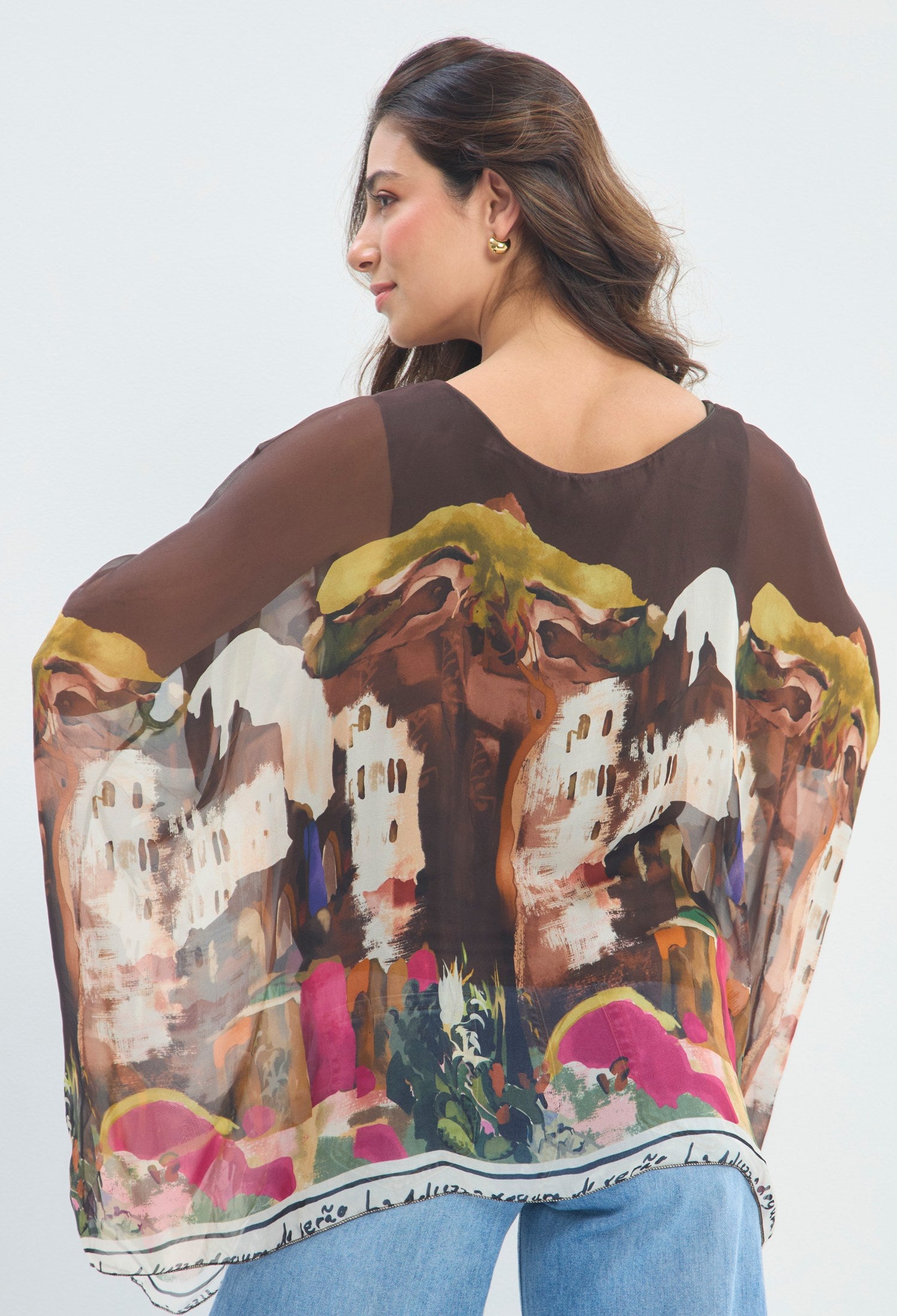 Blusa Kimono Estampada marrón estampado BYBLA - vista 5