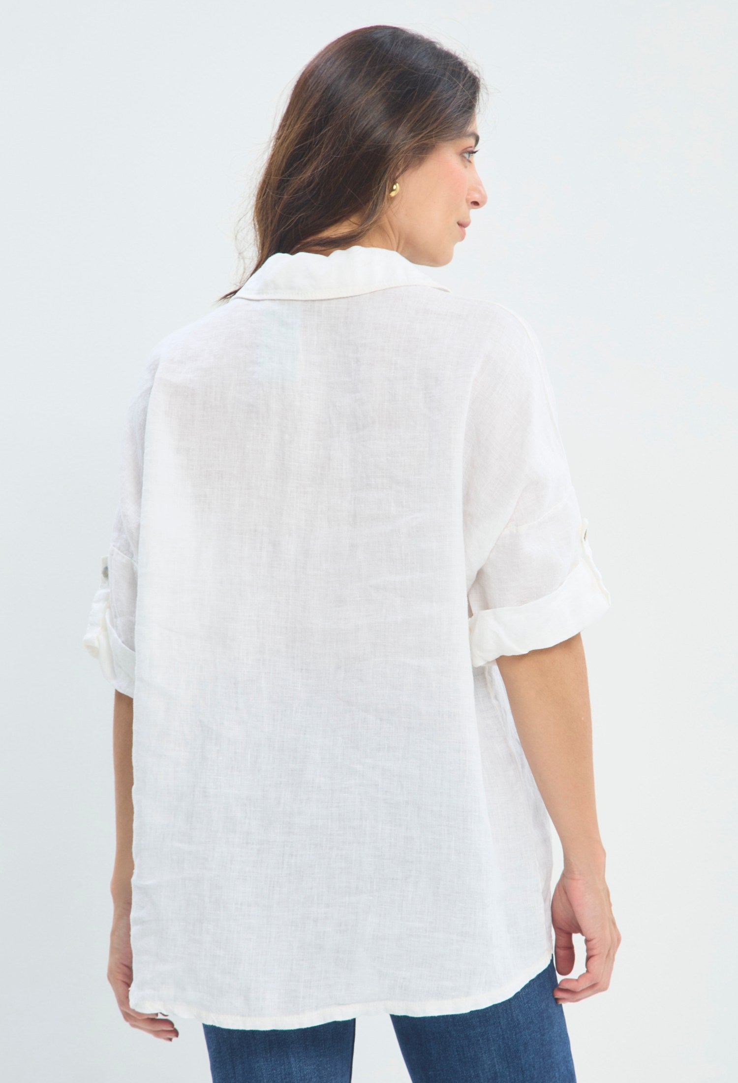 Blusa Lino Bordado Floral crudo BYBLA - vista 3