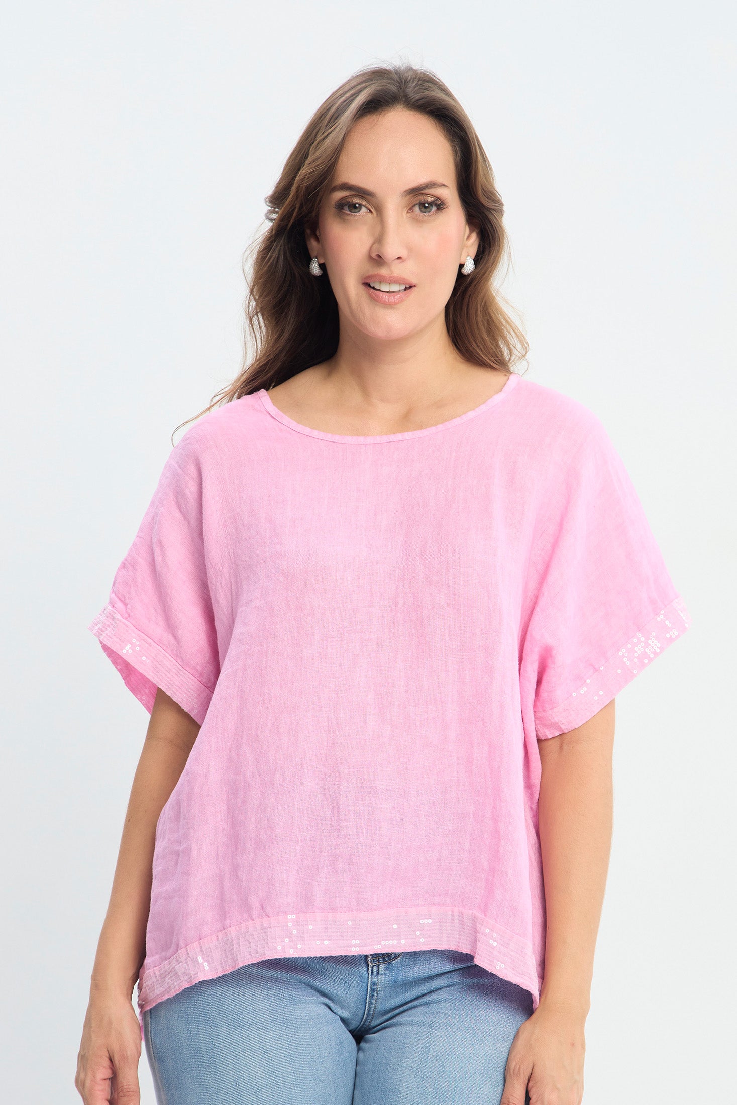 Blusa en Lino Detalles de Lentejuelas NEW