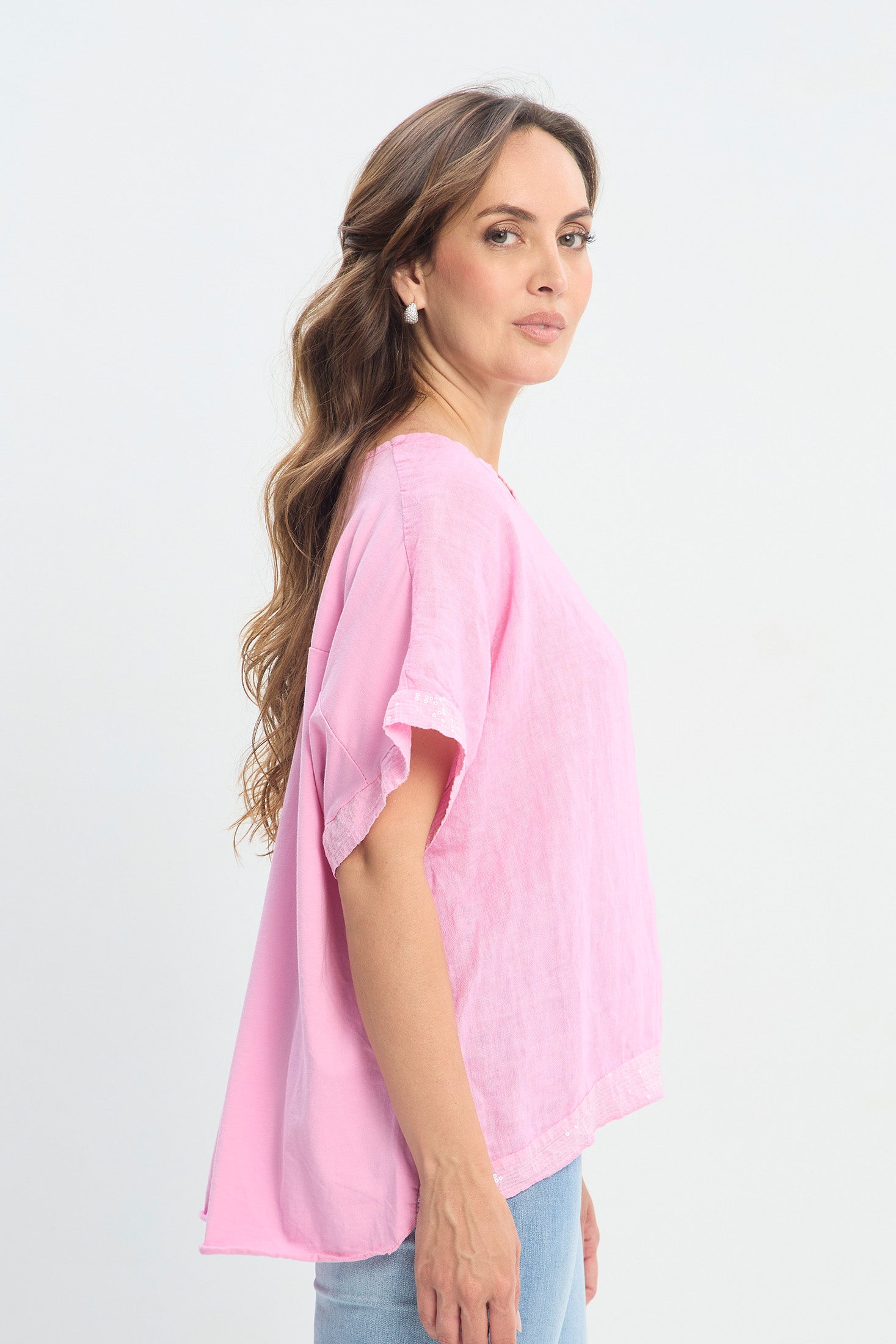 Blusa en Lino Detalles de Lentejuelas NEW