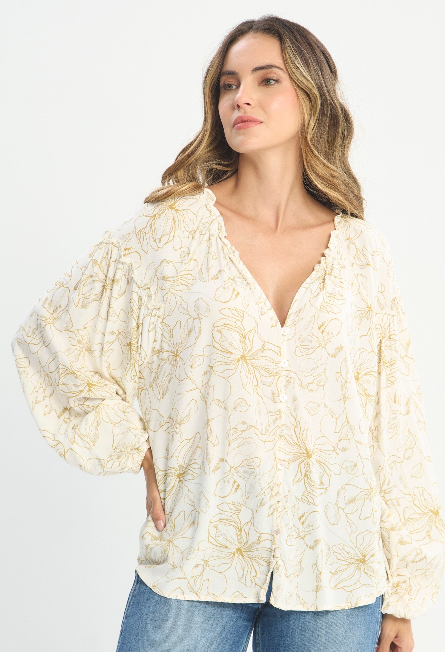 Blusa Manga Larga Beige - BYBLA outlet