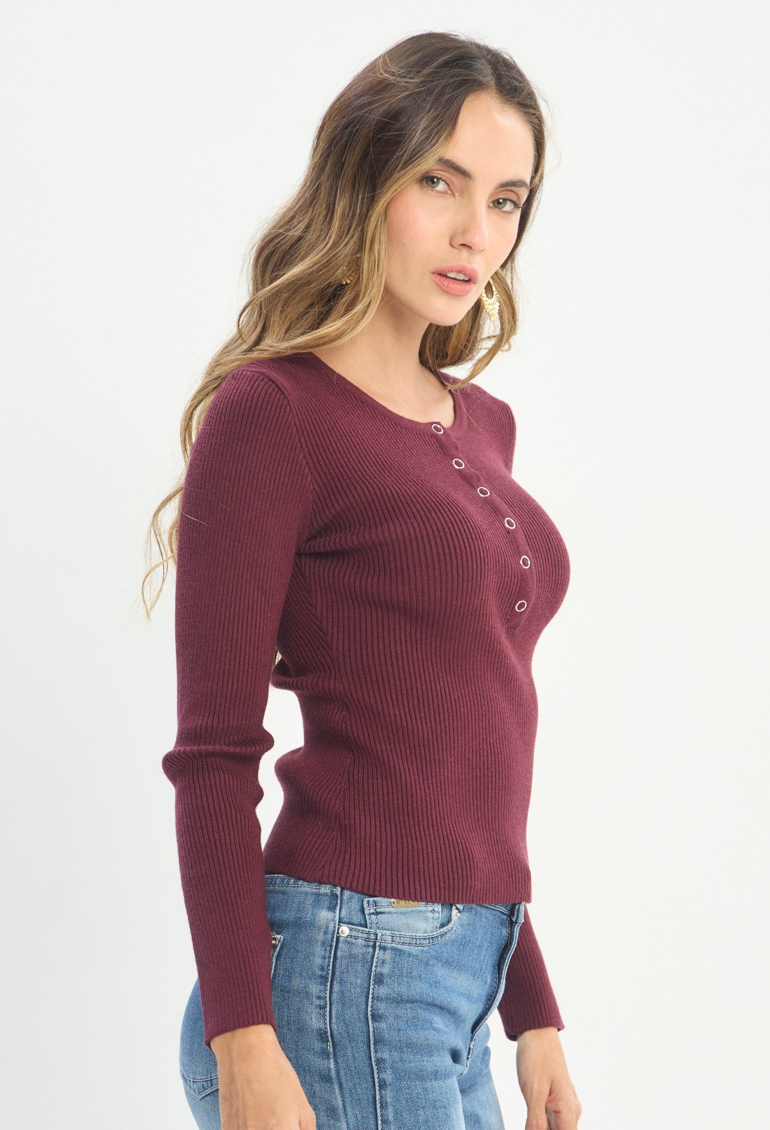 Blusa Manga Larga Burgundy - BYBLA outlet - vista 2