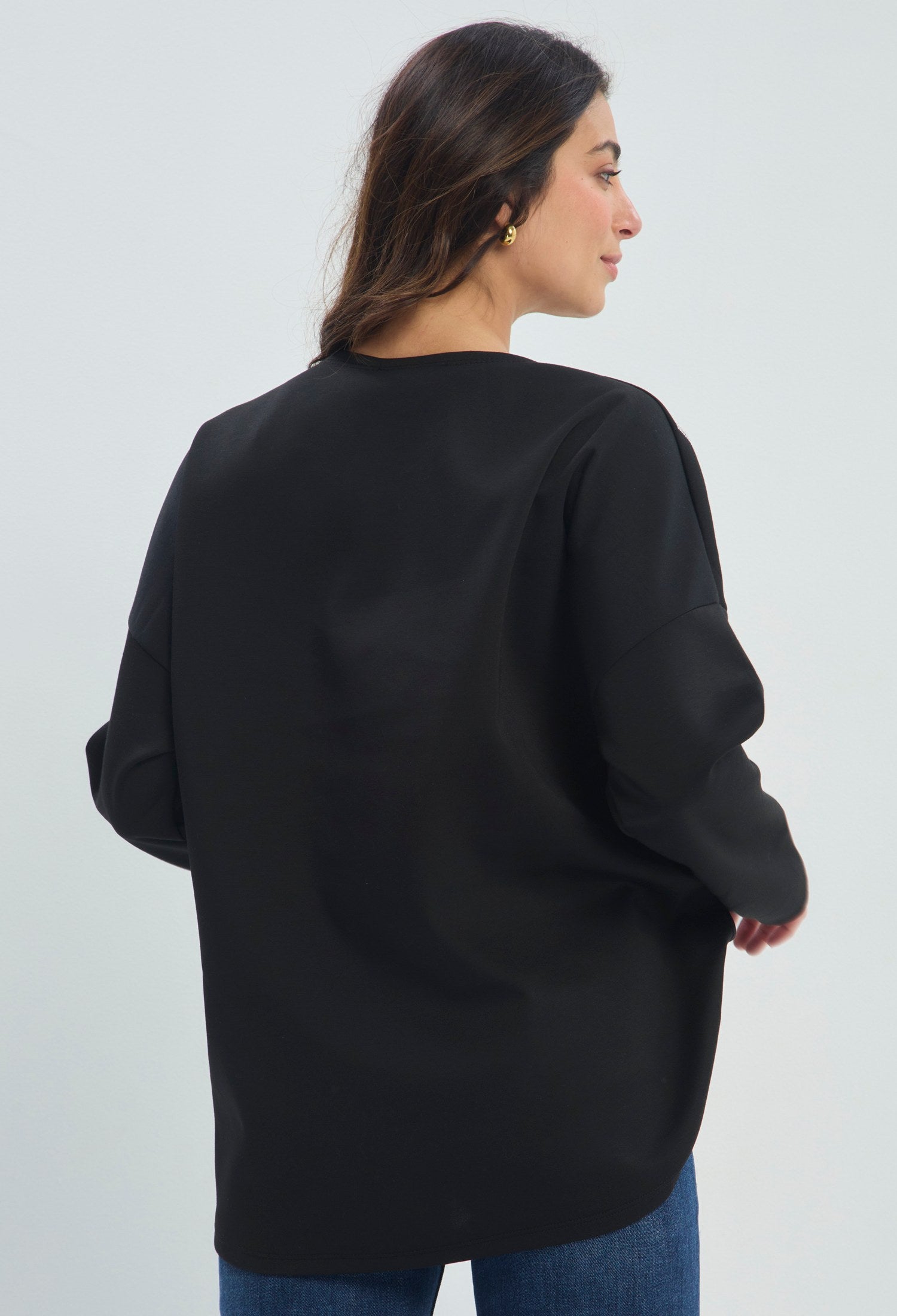 Blusa Manga Larga Pedrería Plumas negro sale BYBLA - vista 4