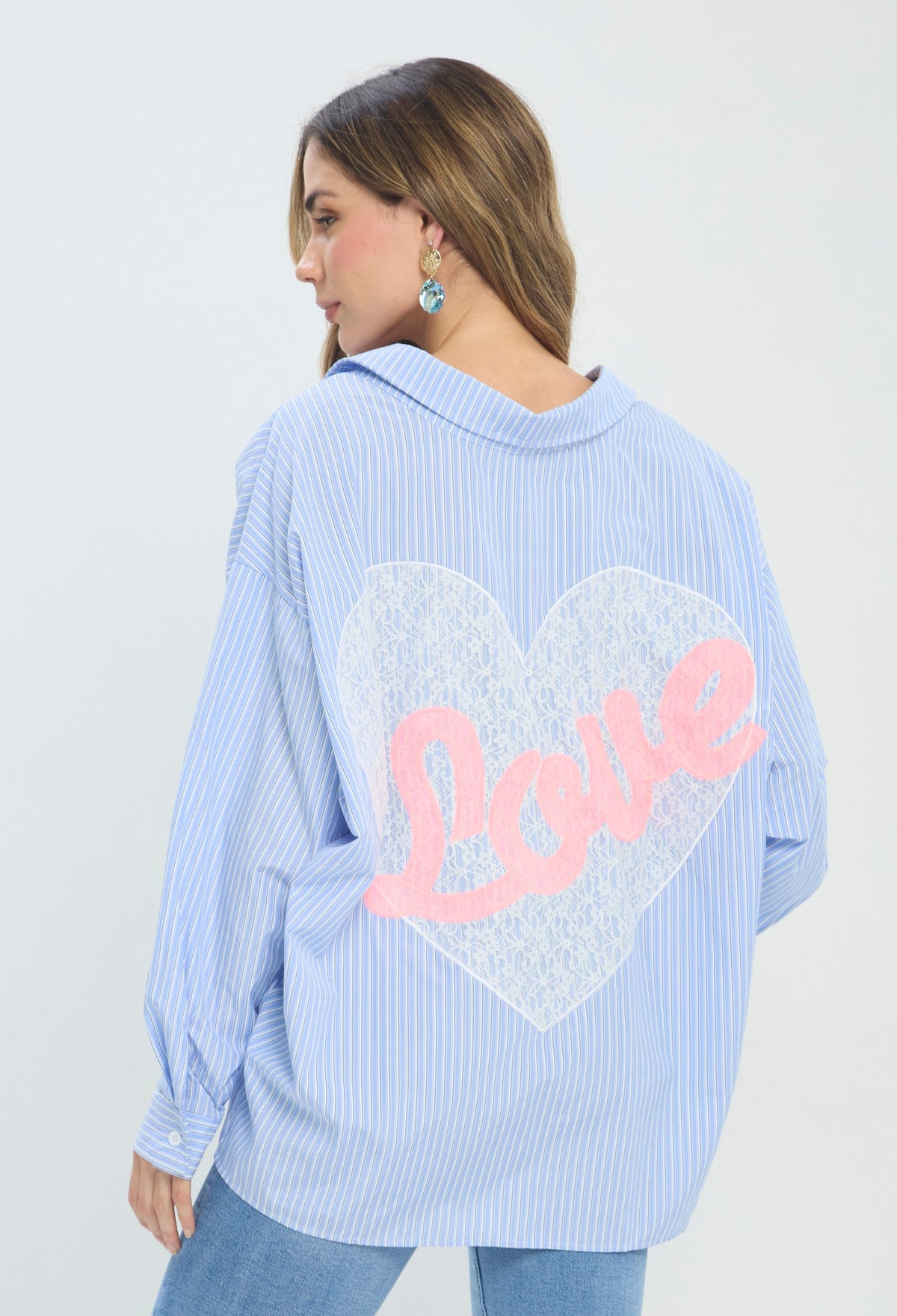 Camisa Rayas Oversize azul BYBLA Colombia - vista 4