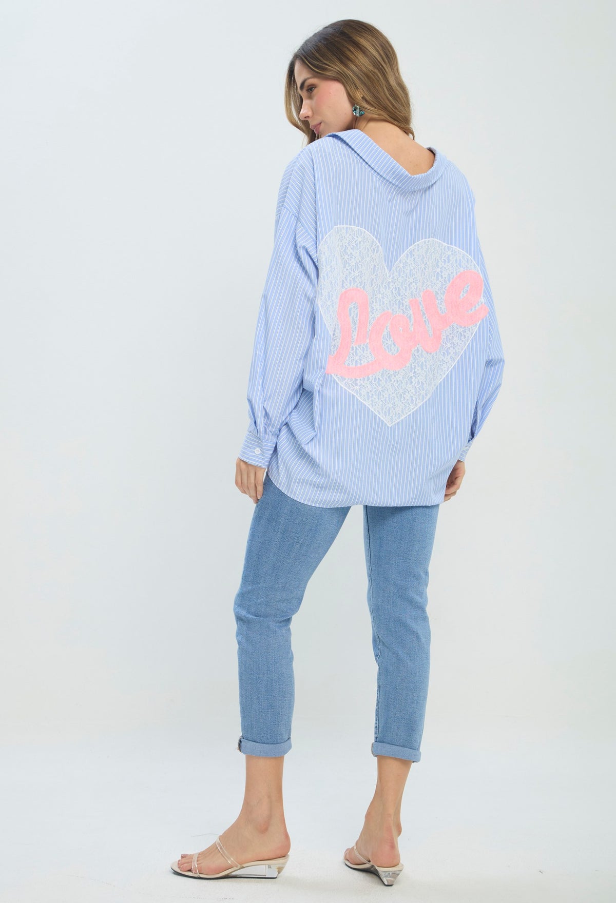 Camisa Rayas Oversize azul BYBLA Colombia - vista 5