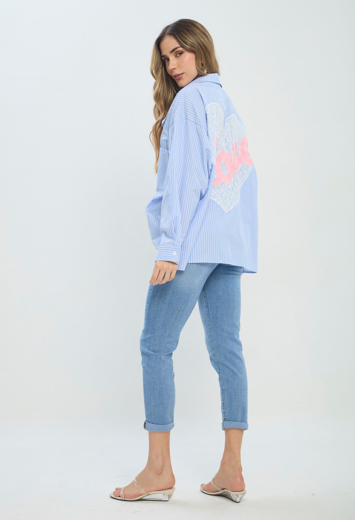 Camisa Rayas Oversize azul BYBLA Colombia - vista 6
