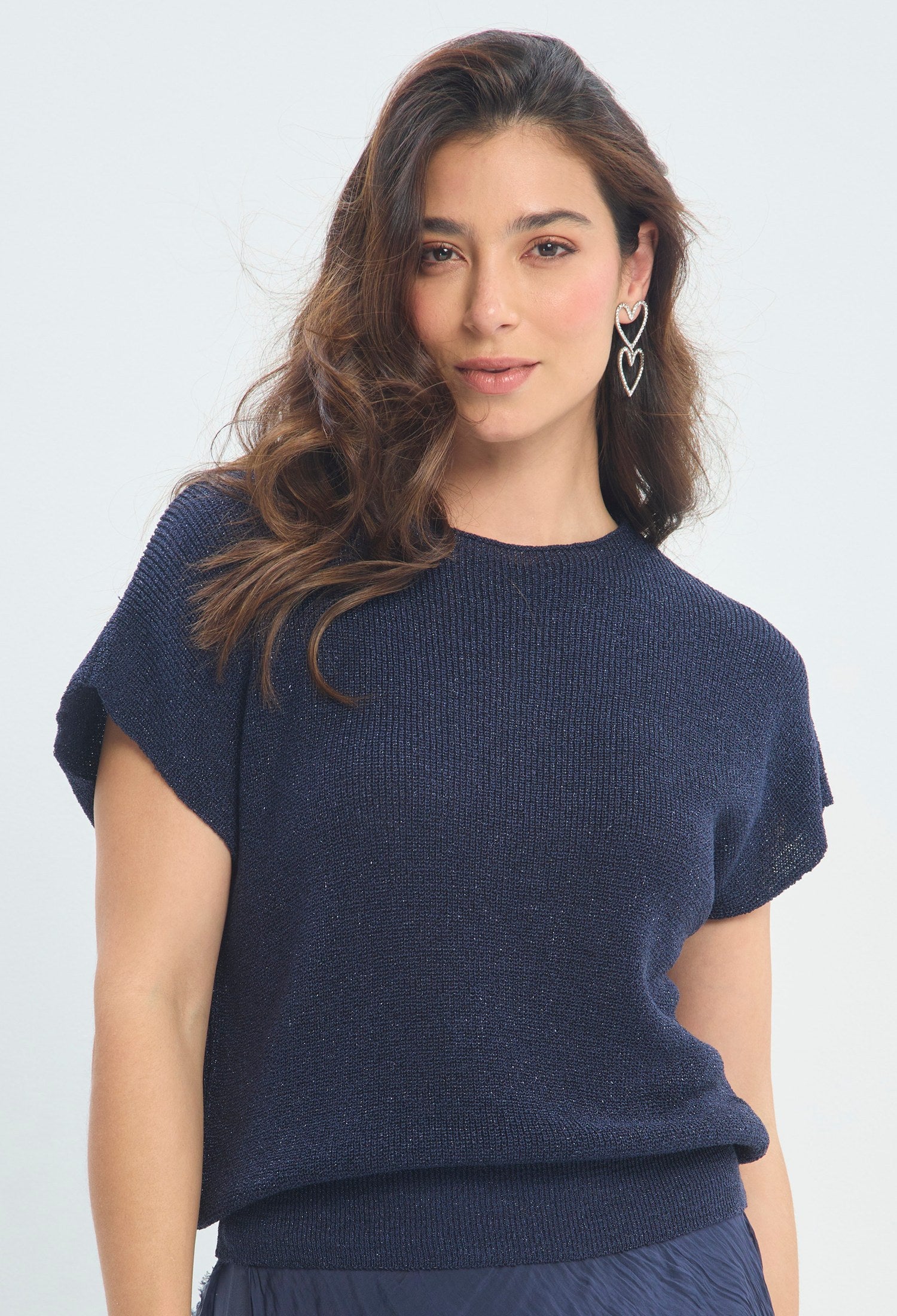 Blusa Punto Brillante Manga Japonesa azul noche BYBLA - vista 2