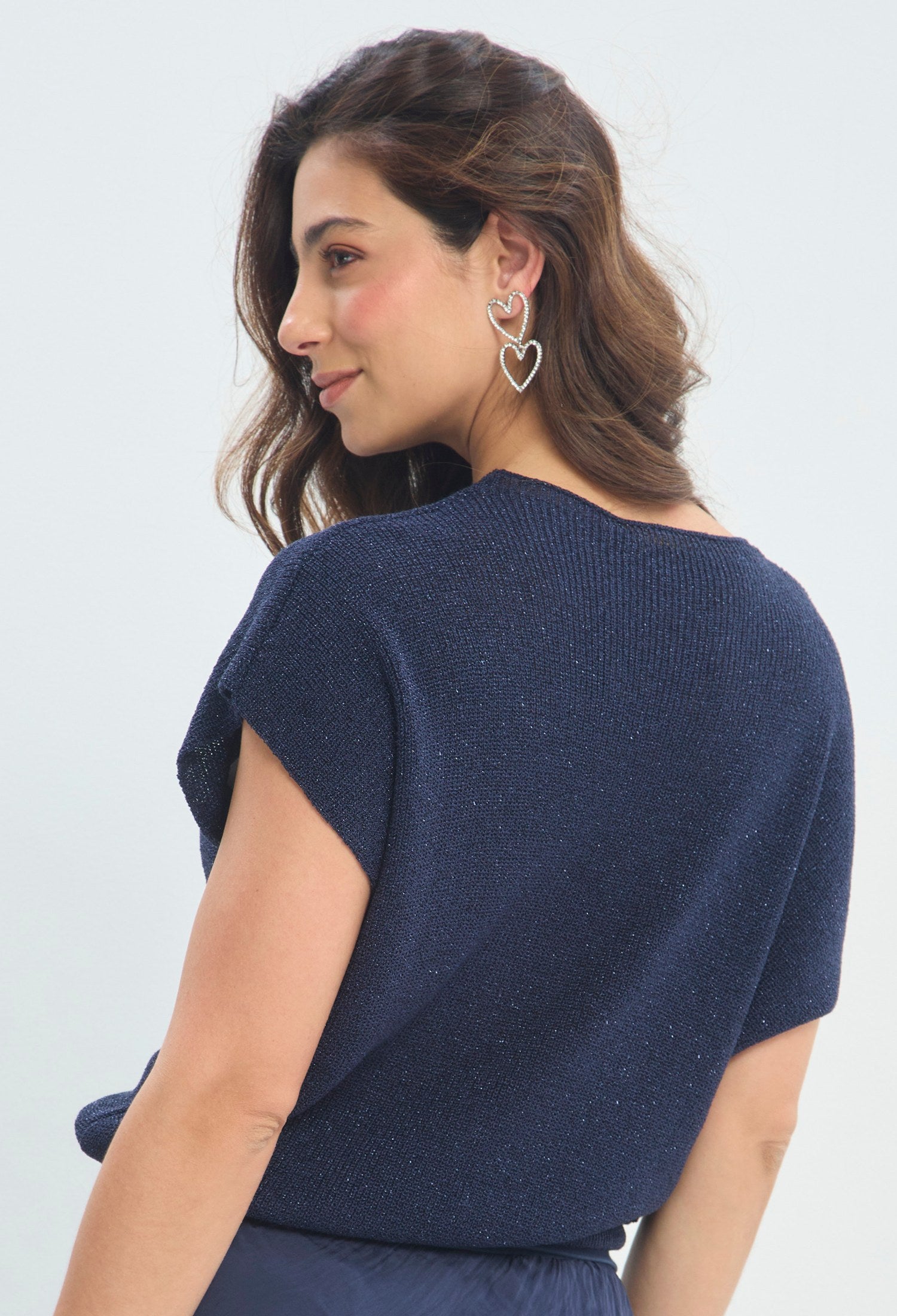 Blusa Punto Brillante Manga Japonesa azul noche BYBLA - vista 4