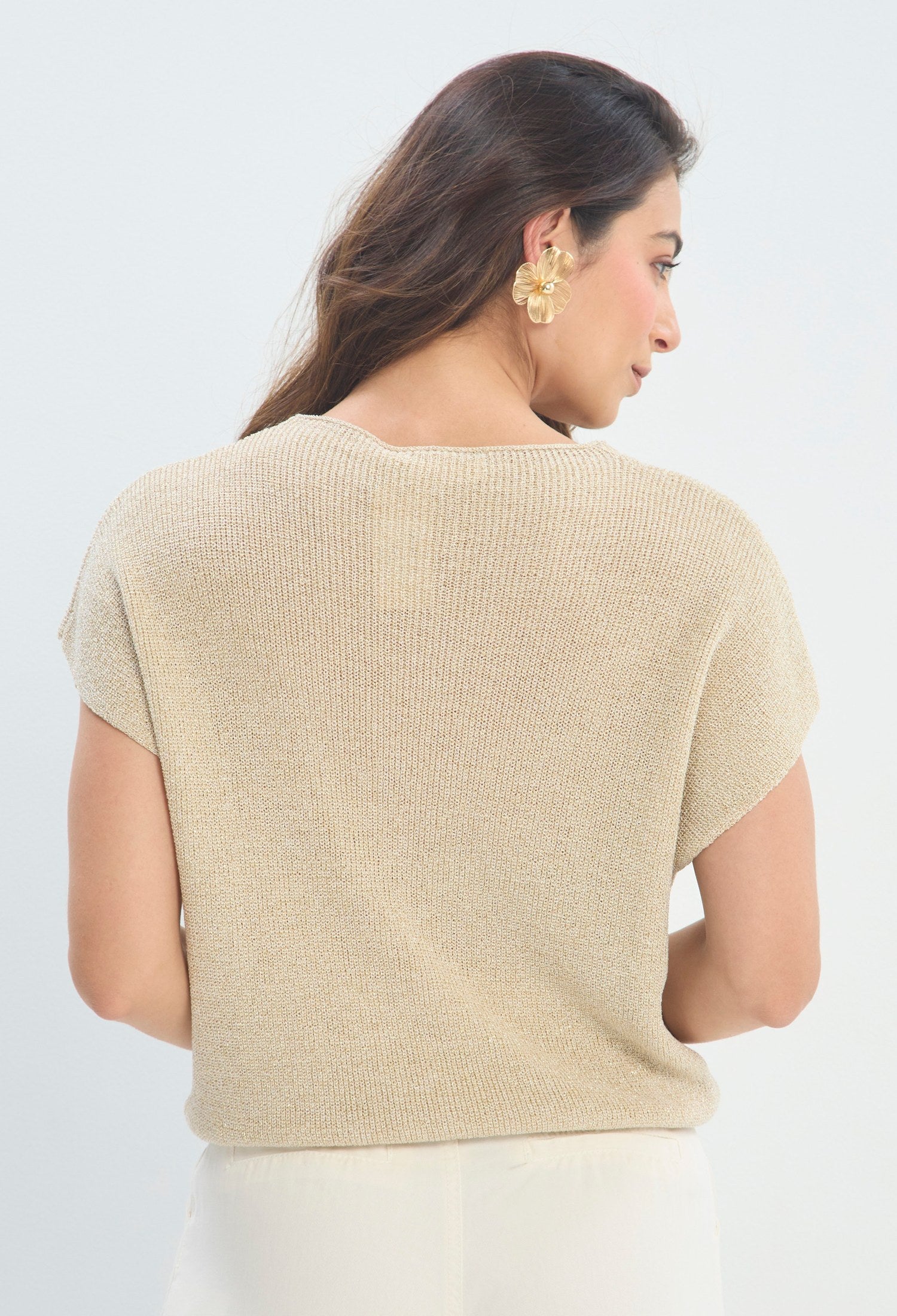 Blusa Punto Brillante Manga Japonesa dorado metalizado BYBLA