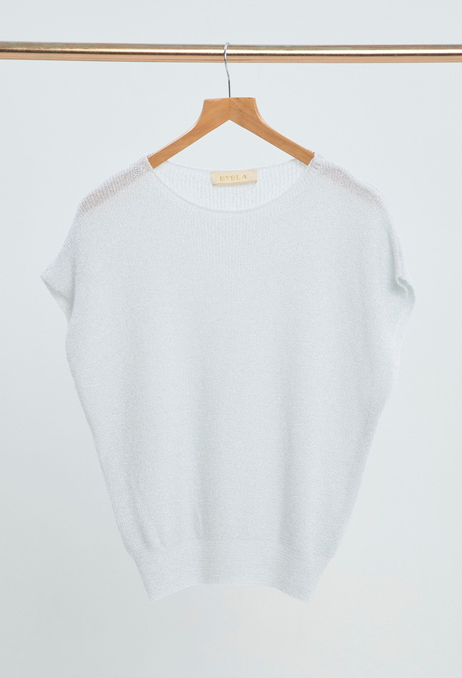 Blusa Punto Brillante Manga Japonesa gris plata BYBLA