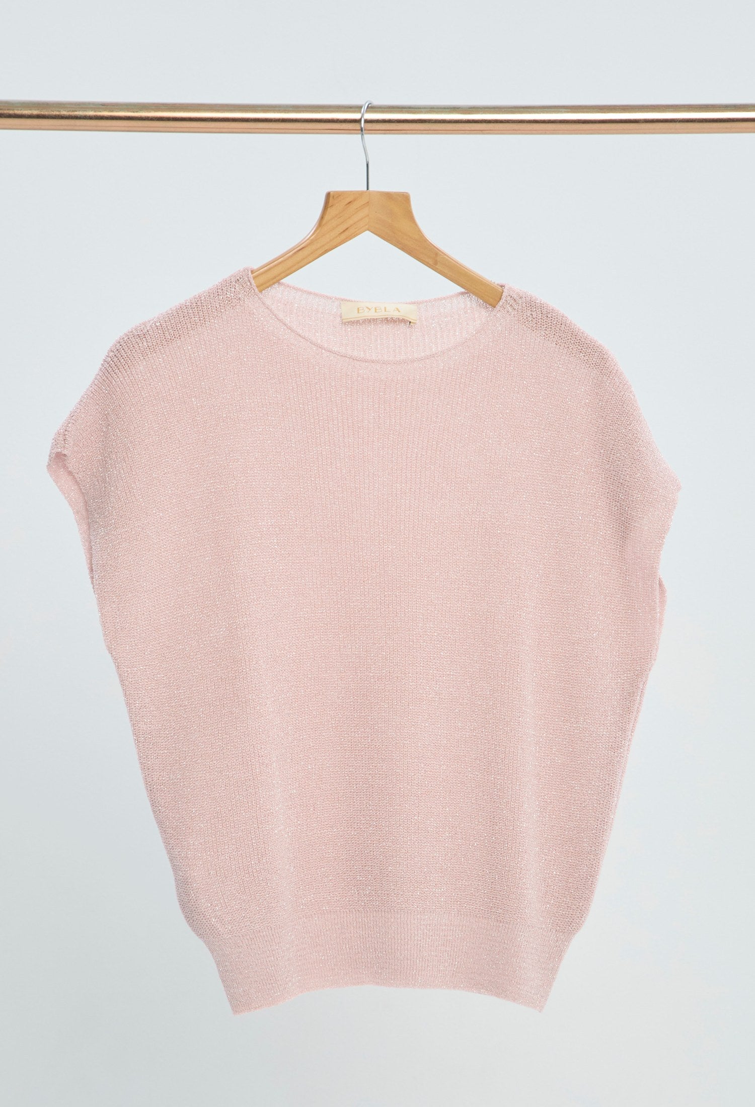 Blusa Punto Brillante Manga Japonesa rosa palo BYBLA
