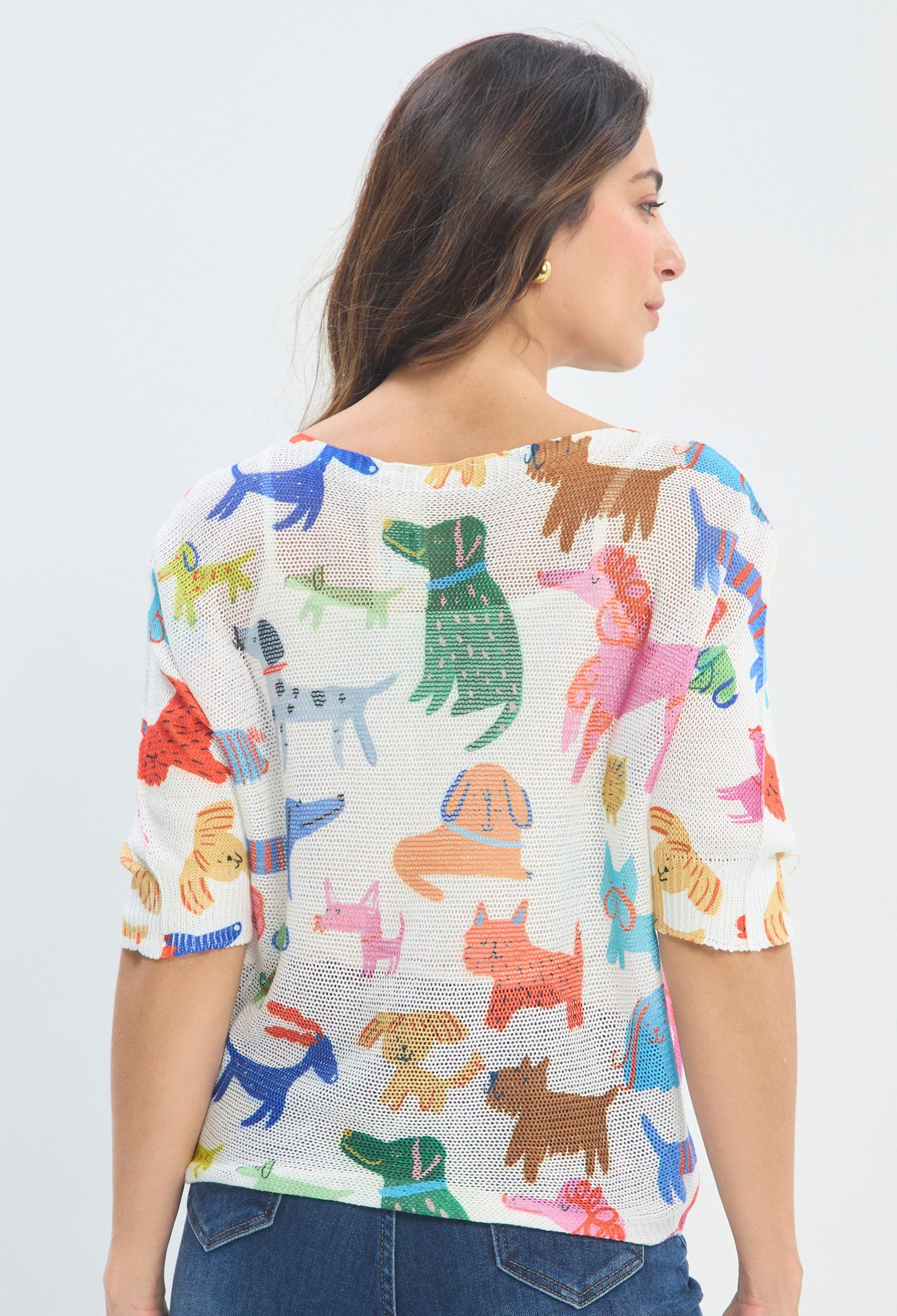 Blusa Punto Calado Fondo Marino blanco multicolor BYBLA - vista 3