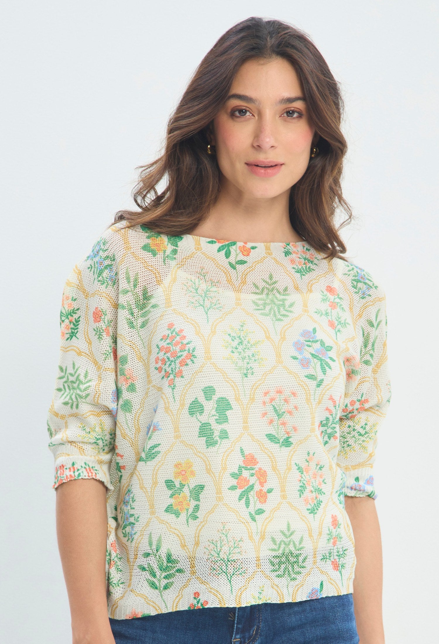Blusa Punto Calado Fondo Marino beige crudo BYBLA