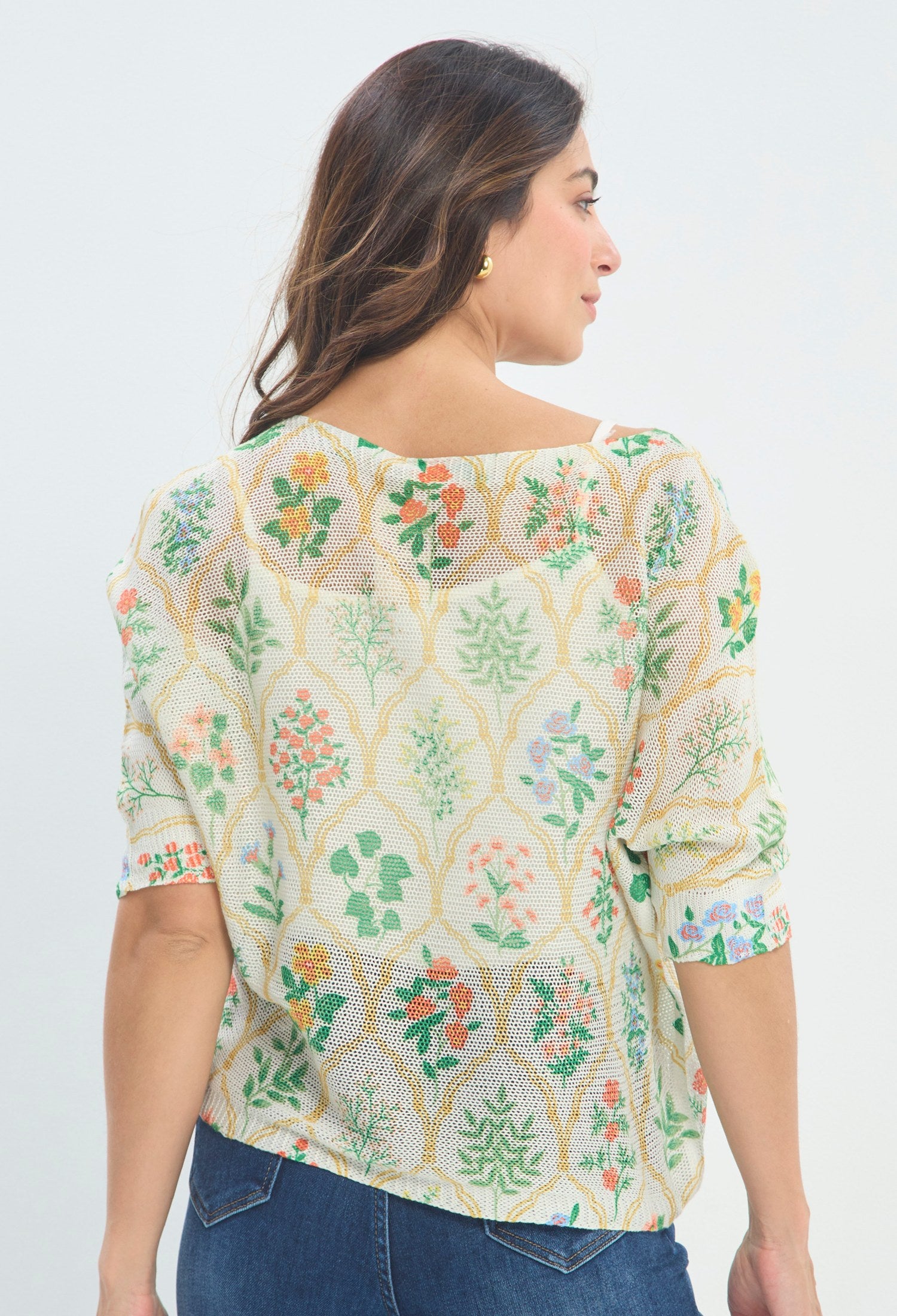 Blusa Punto Calado Fondo Marino beige crudo BYBLA