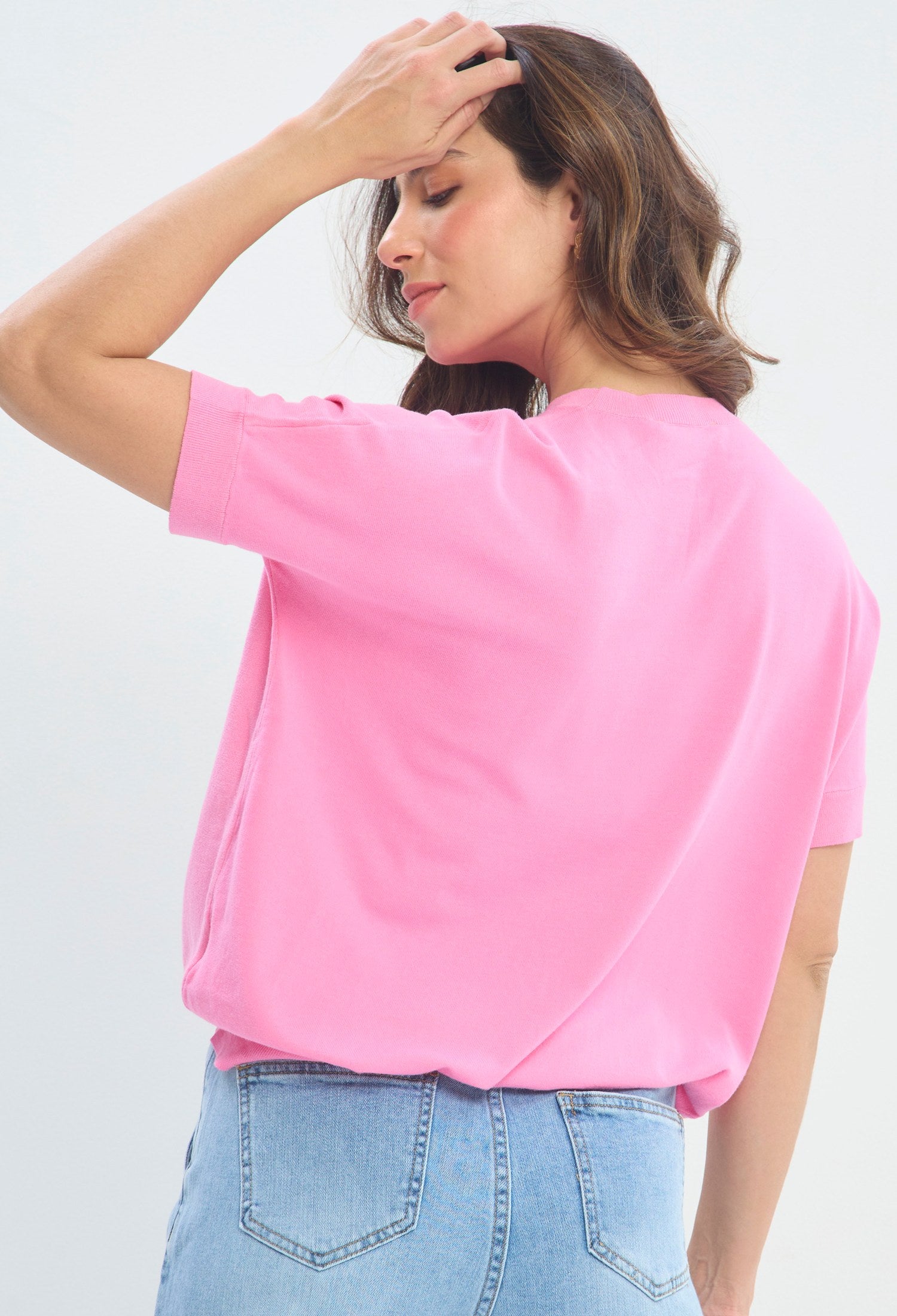 Blusa Punto Liso Básica rosa fucsia BYBLA