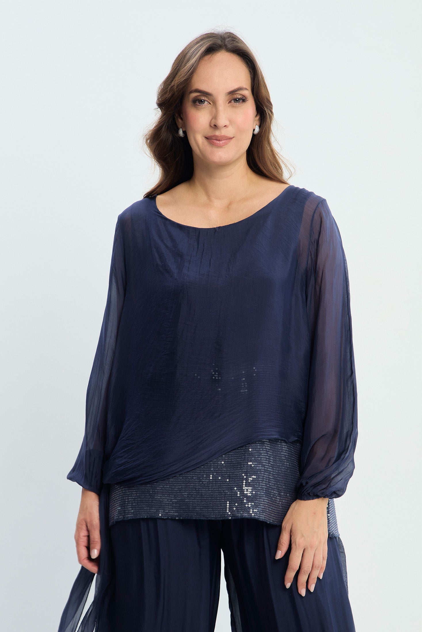 Blusa Seda Cascada con Lentejuelas NEW