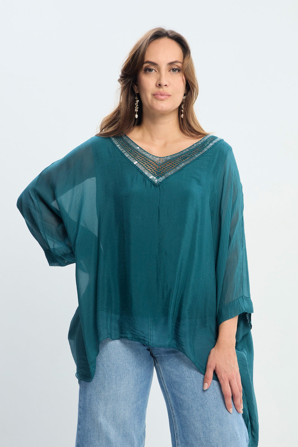 Blusa en Seda con Detalles de Lentejuelas NEW vista 2 - BYBLA Colombia