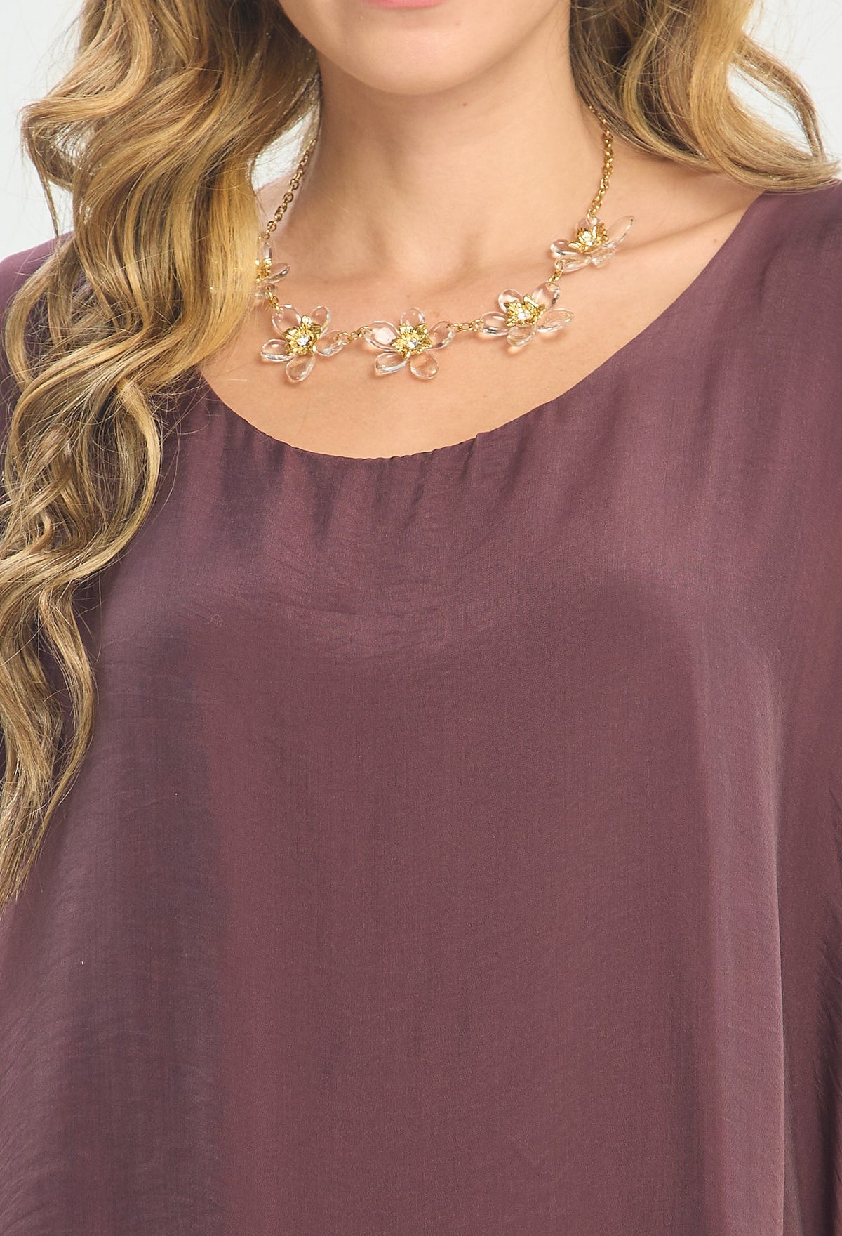 Blusa Seda Manga Corta Lentejuelas Uva BYBLA - vista 6