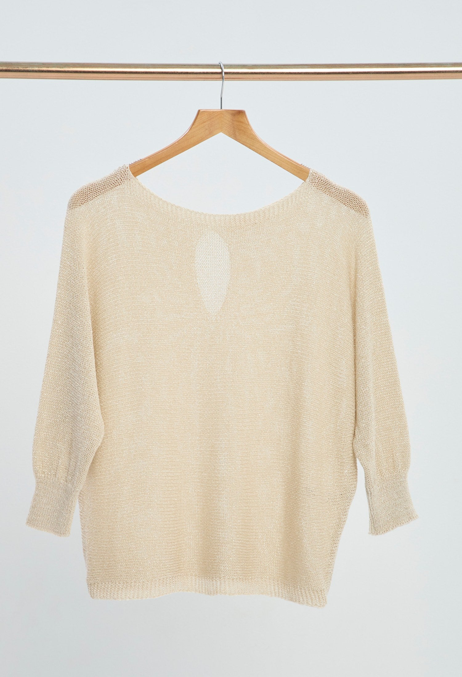 Blusa Tejida Calada Espalda beige BYBLA
