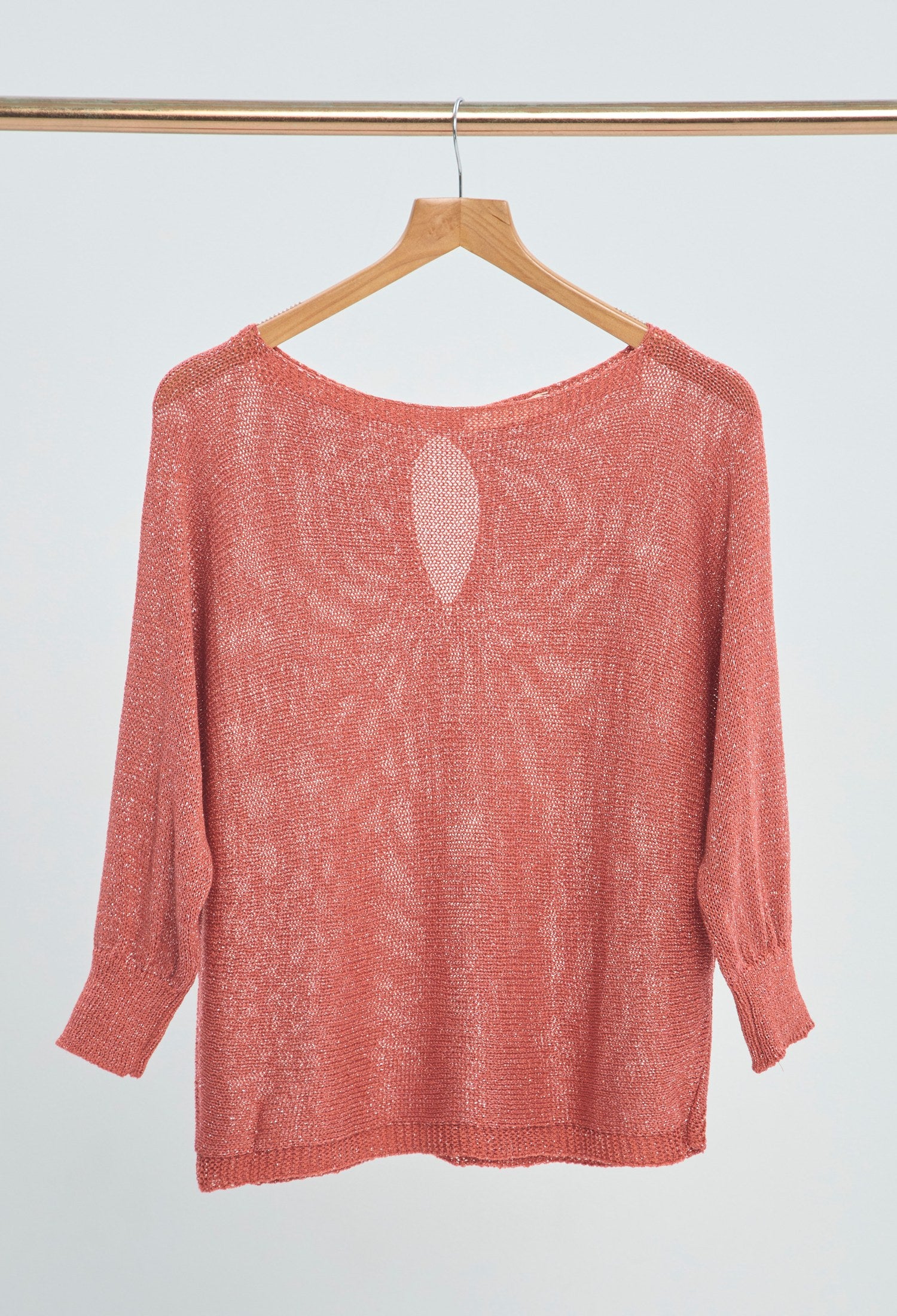 Blusa Tejida Calada Espalda terracota BYBLA