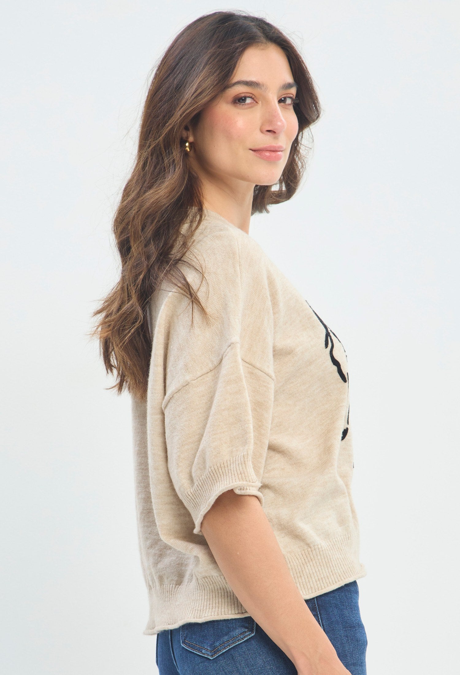 Blusa Tejida Estampado De Caballo beige jaspeado sale BYBLA - vista 2