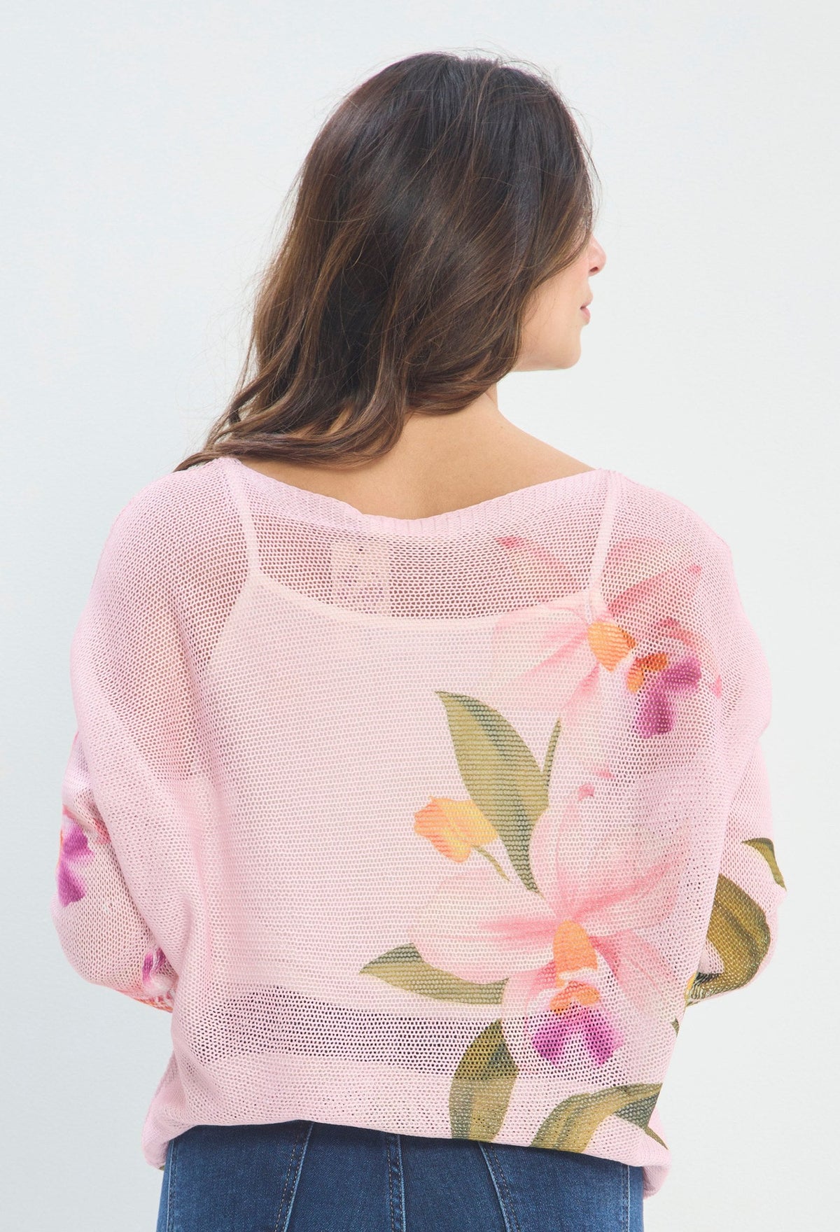 Blusa Tejida Estampado Floral Rosa Cuarzo BYBLA