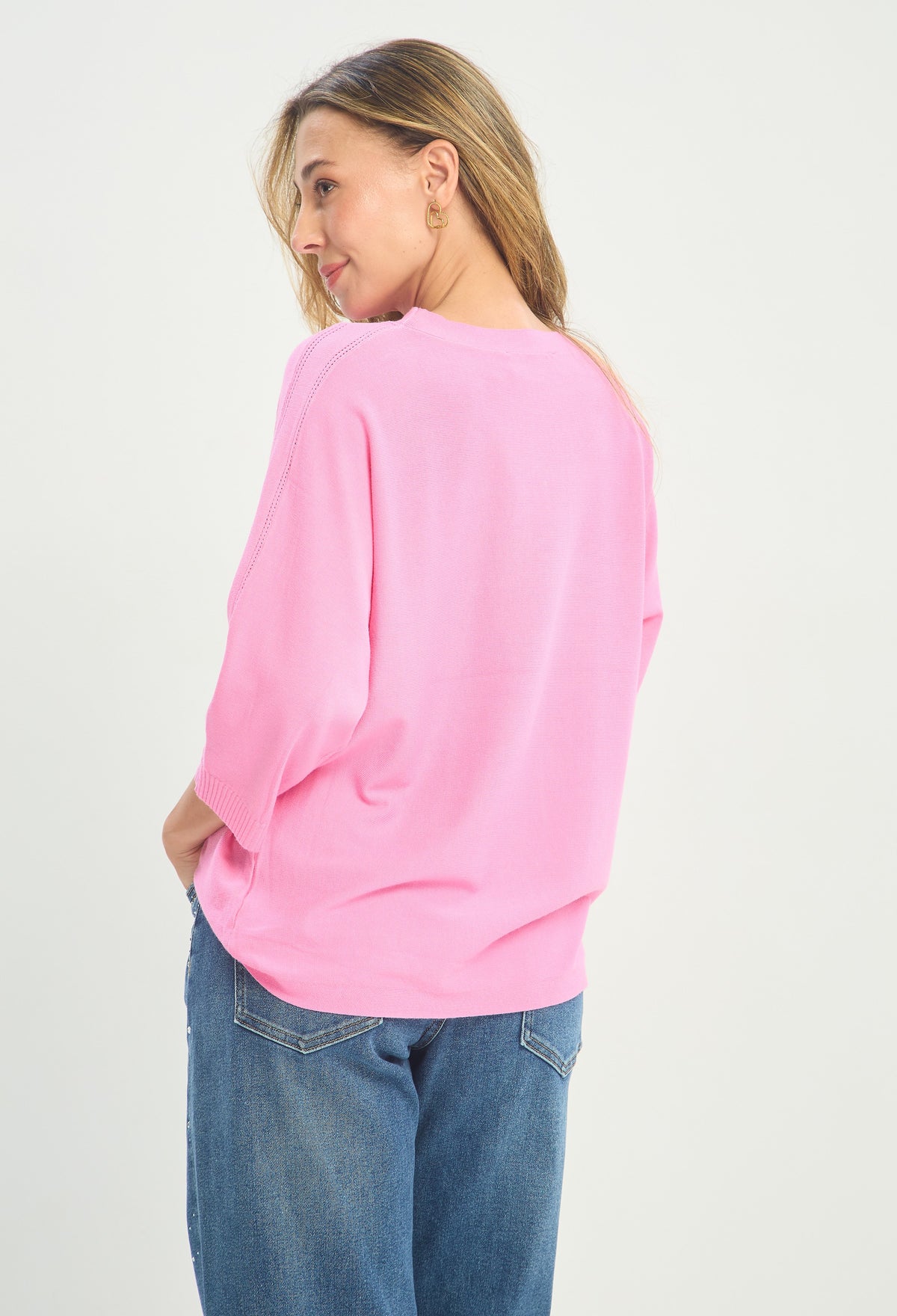 Blusa Tejida Manga 3/4 Rosa Chicle BYBLA - vista 4