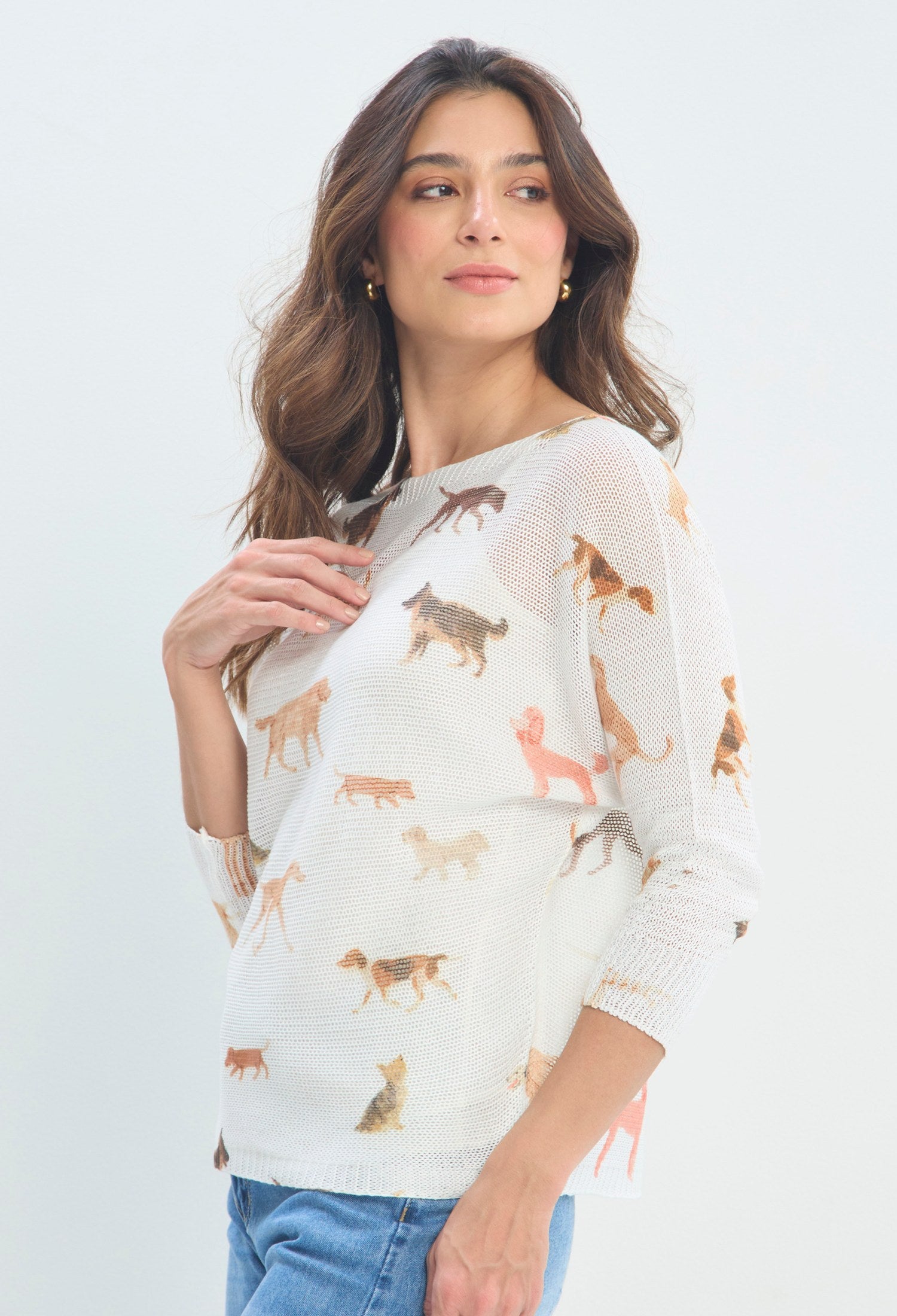 Blusa Tejida Perritos y Gatos blanco perritos sale BYBLA - vista 2