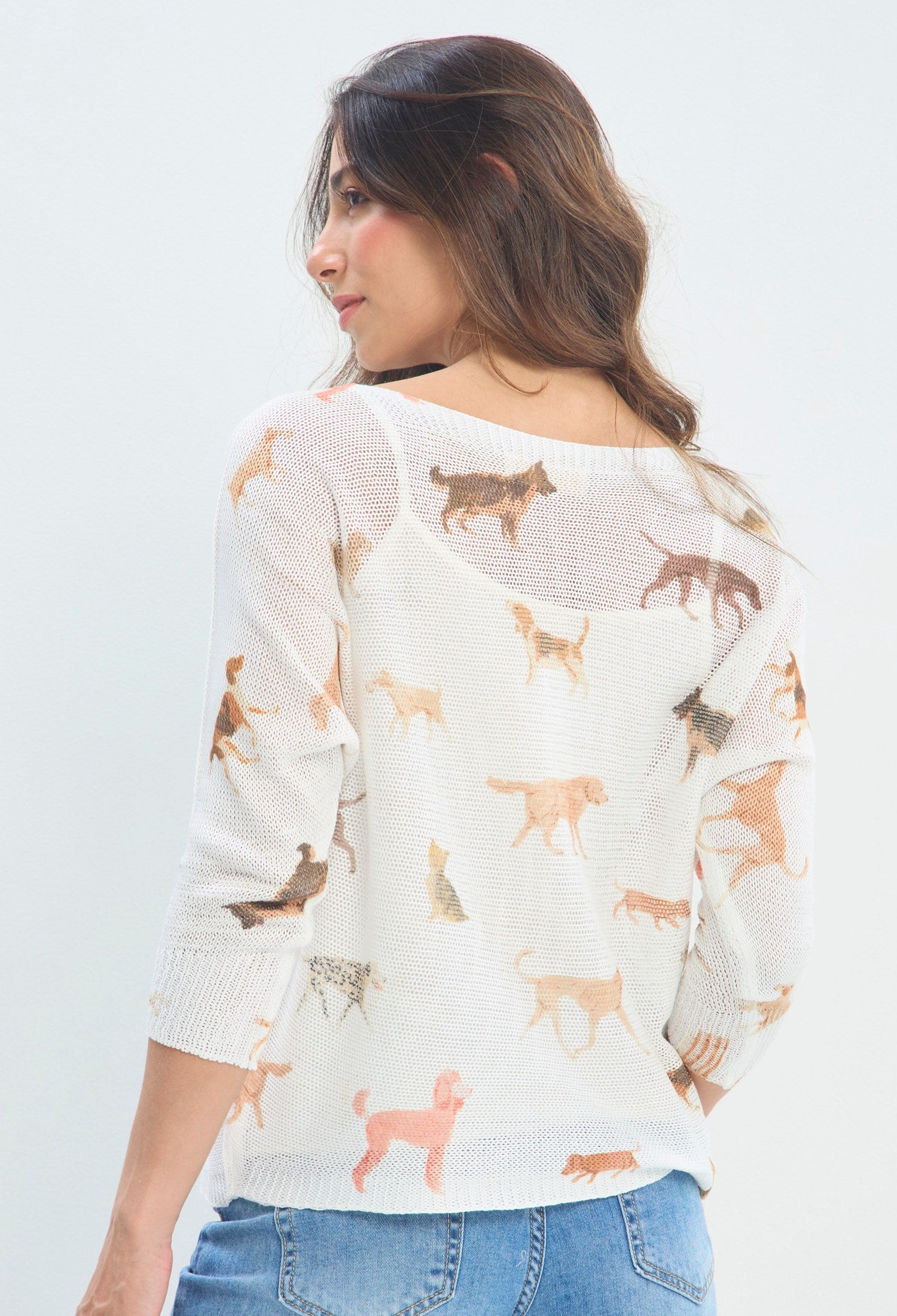 Blusa Tejida Perritos y Gatos blanco perritos sale BYBLA - vista 3