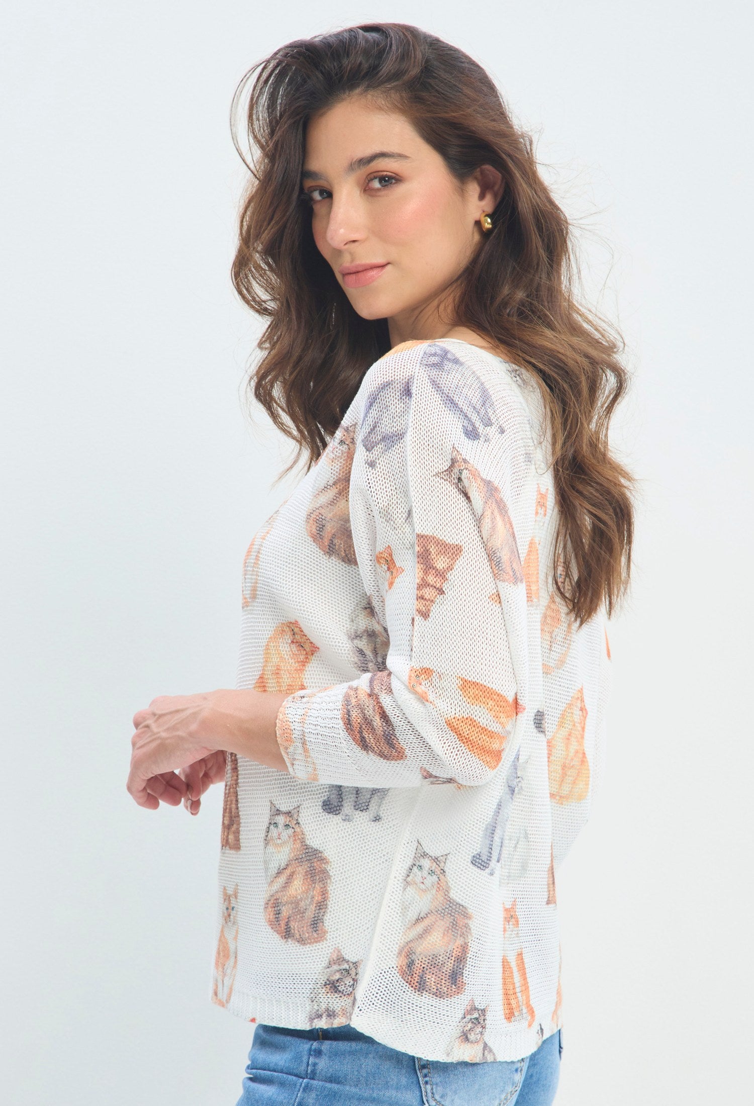 Blusa Tejida Perritos y Gatos blanco crudo sale BYBLA